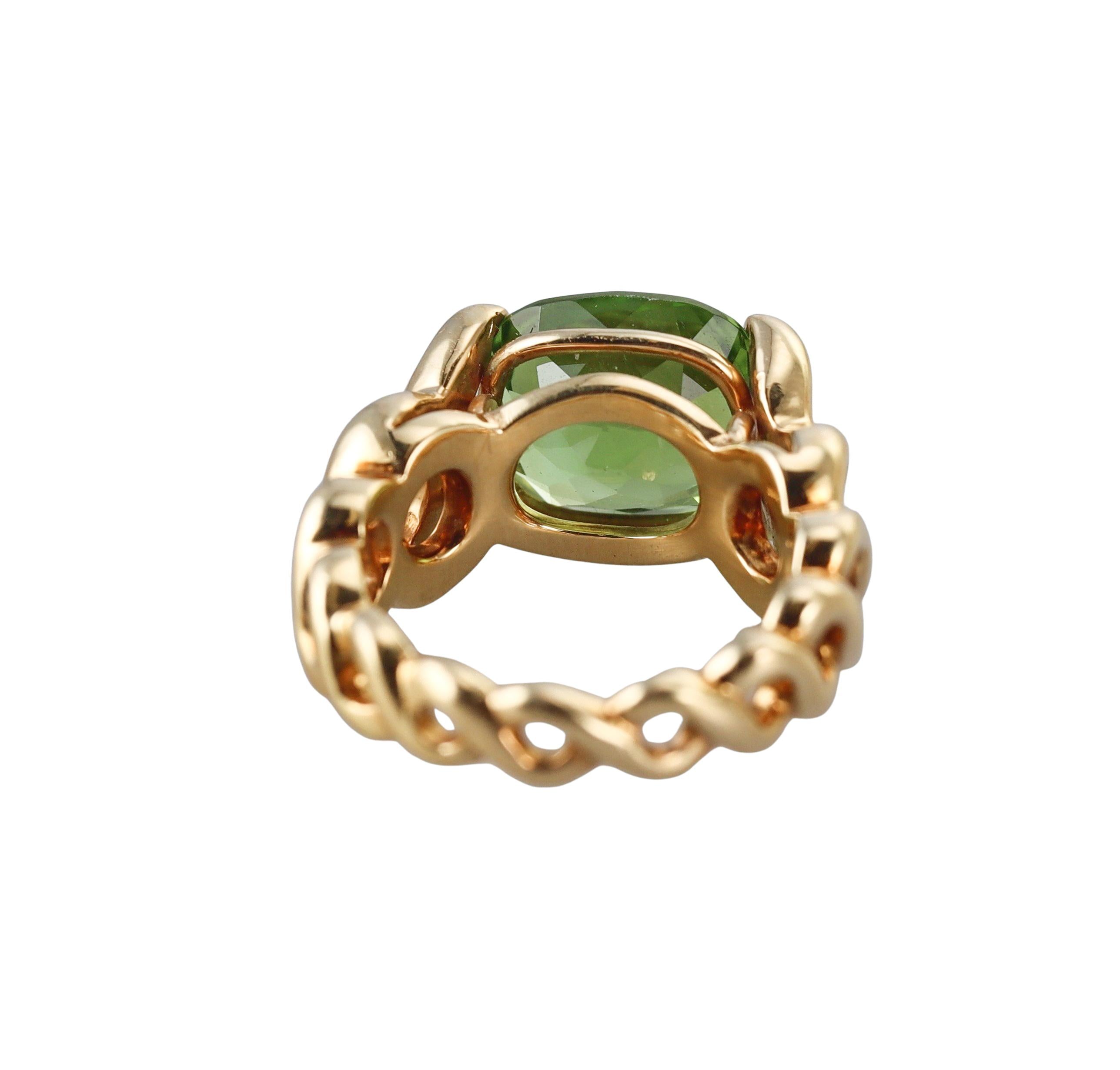 Verdura Criss Cross Peridot Gold Ring