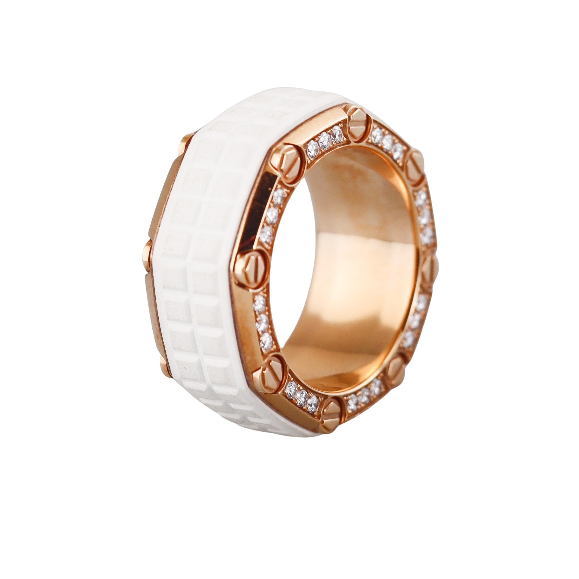 Audemars Piguet Diamond Rubber Gold Royal Oak Offshore Ring