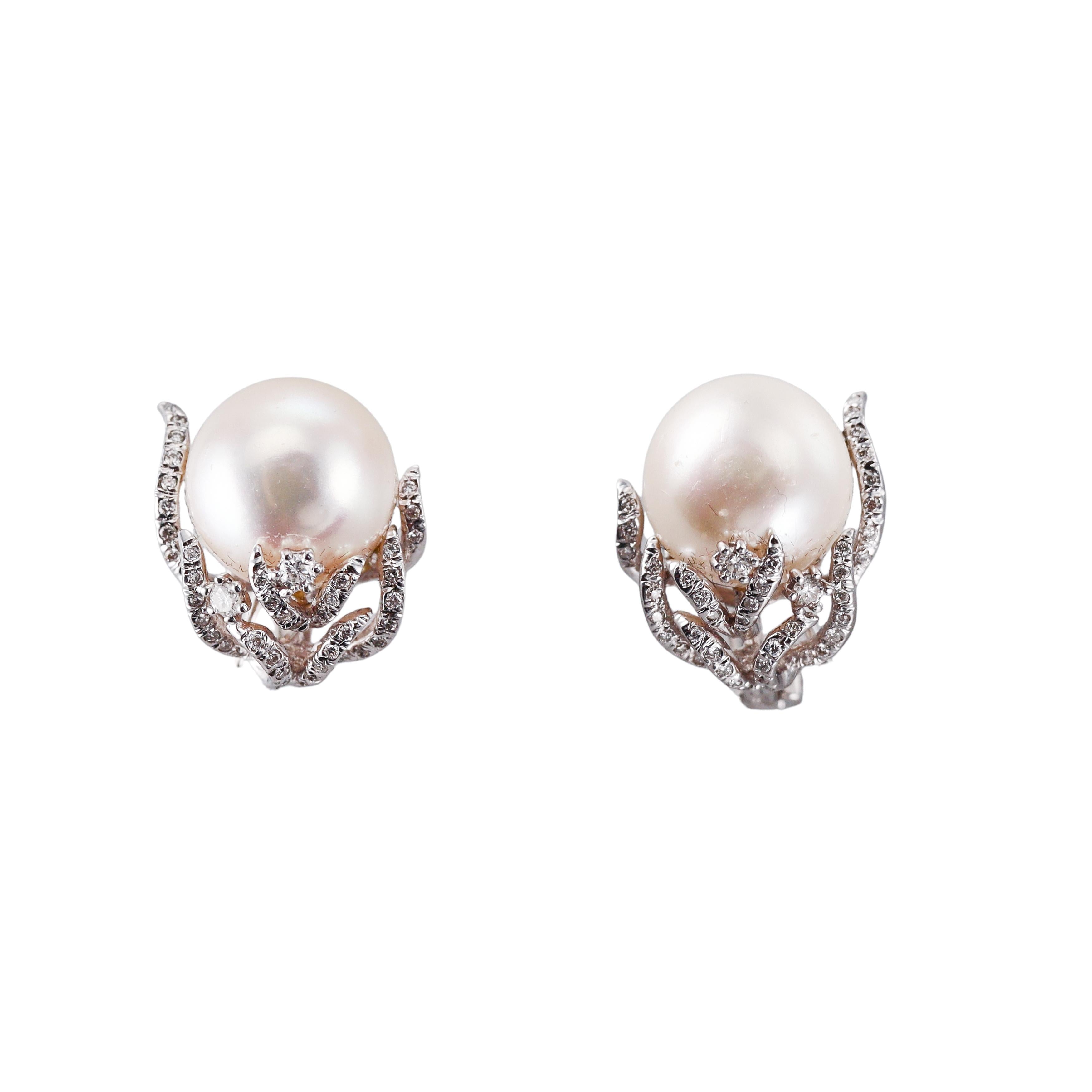 South Sea Pearl Diamond Gold Earrings