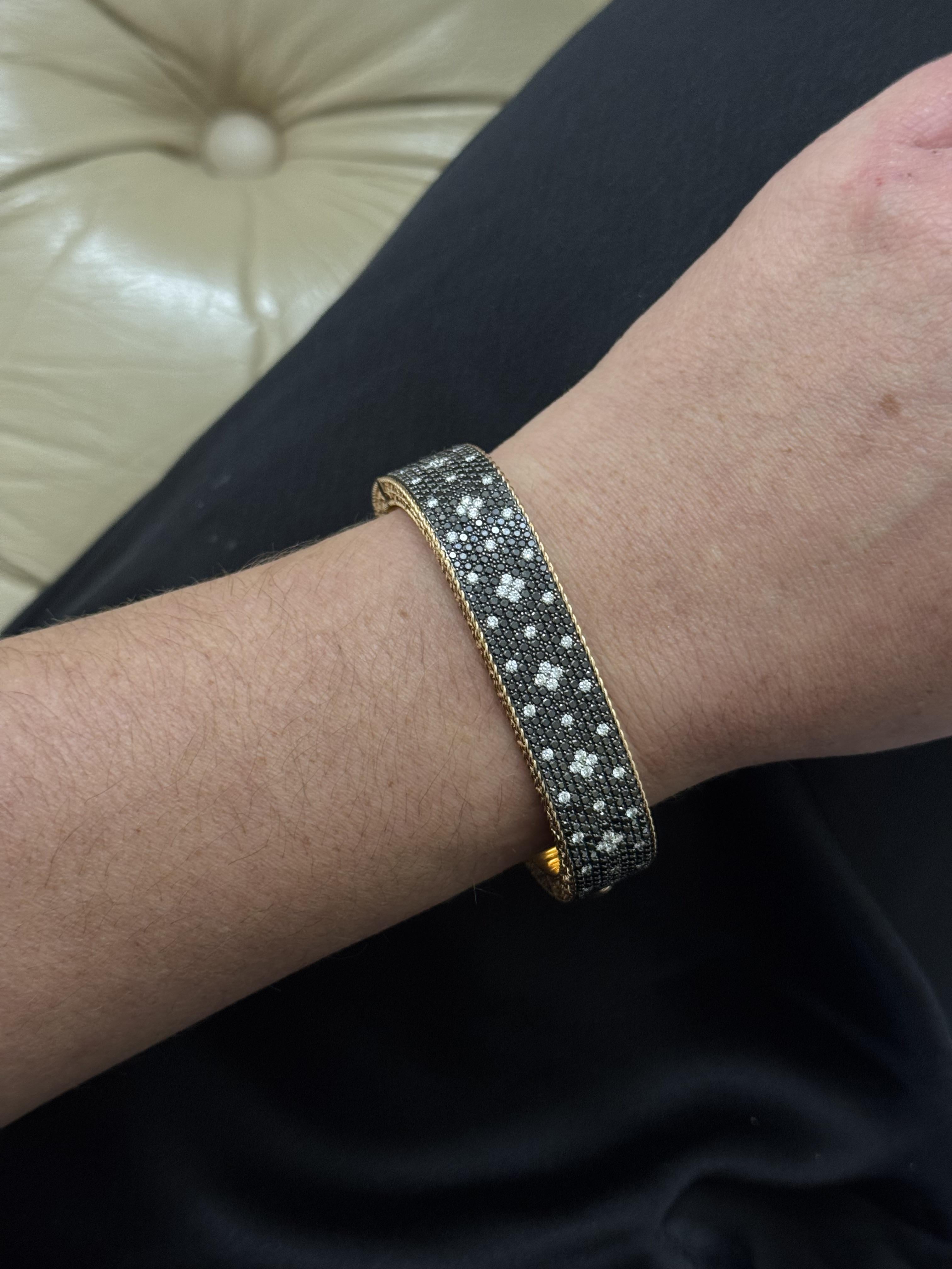 Roberto Coin Princess Black White Diamond Rose Gold Bracelet