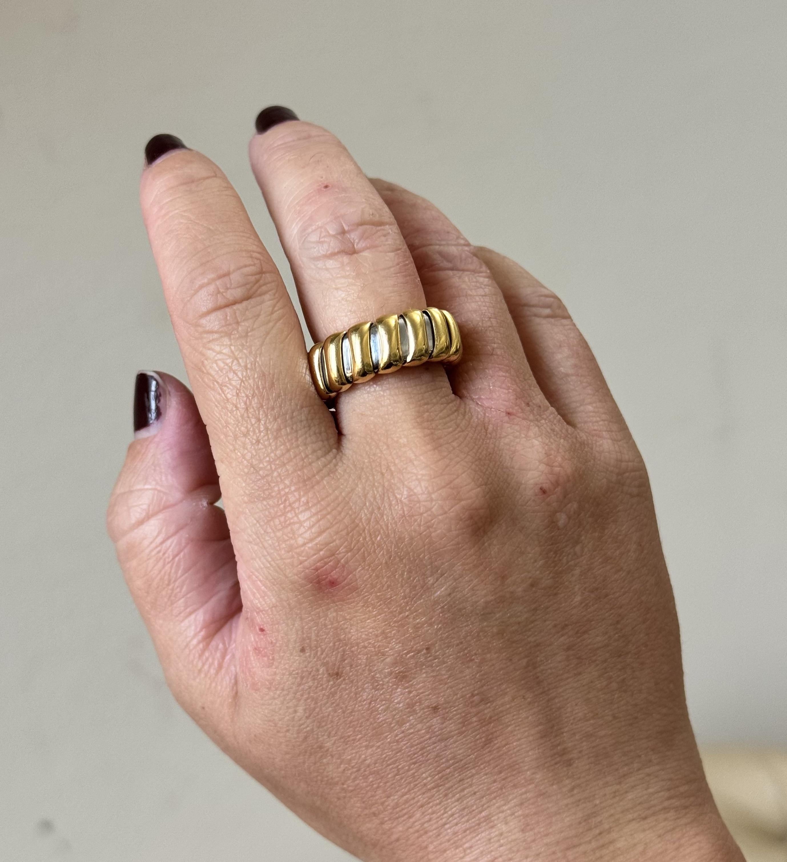 Bulgari Tubogas Gold Steel Band Ring