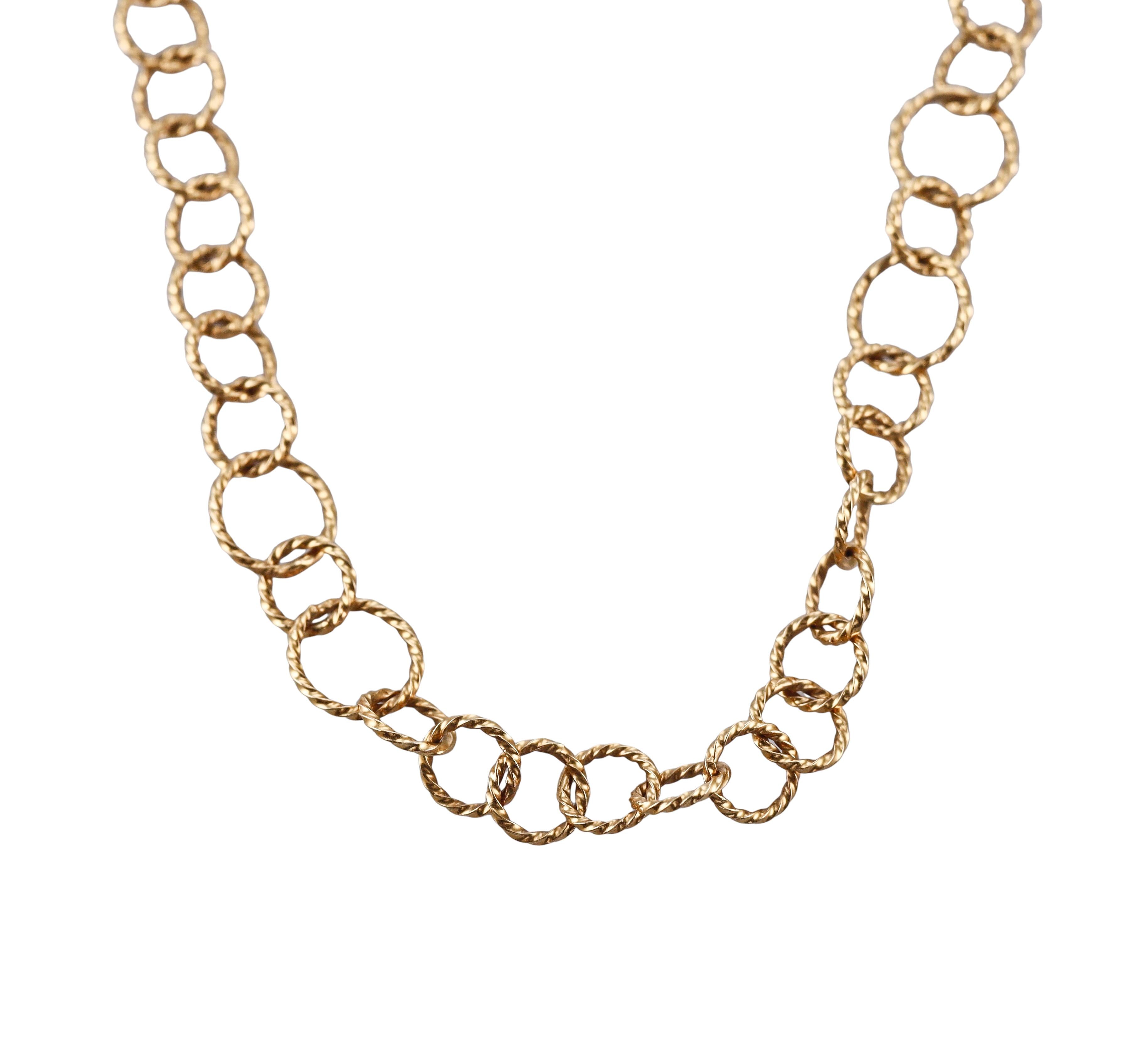 Vintage Tiffany & Co Yellow Gold Woven Chain Link Necklace