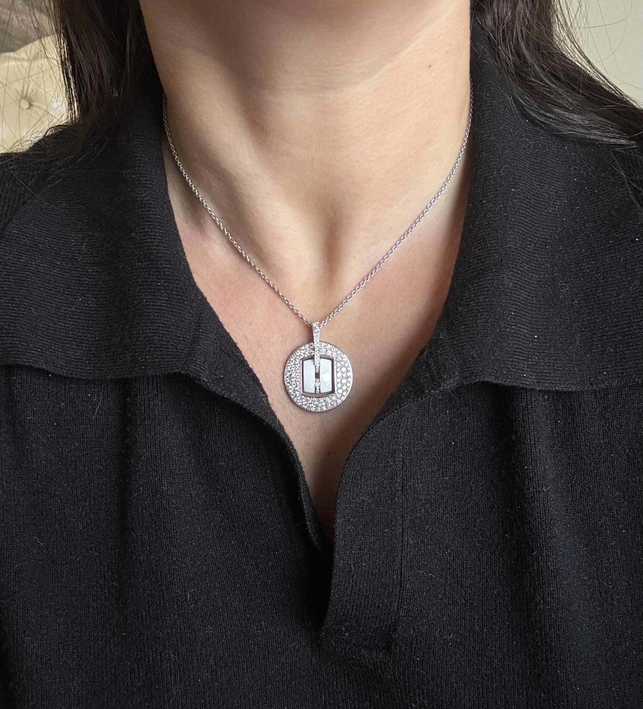 Chanel Ultra White Enamel Diamond Gold Pendant Necklace