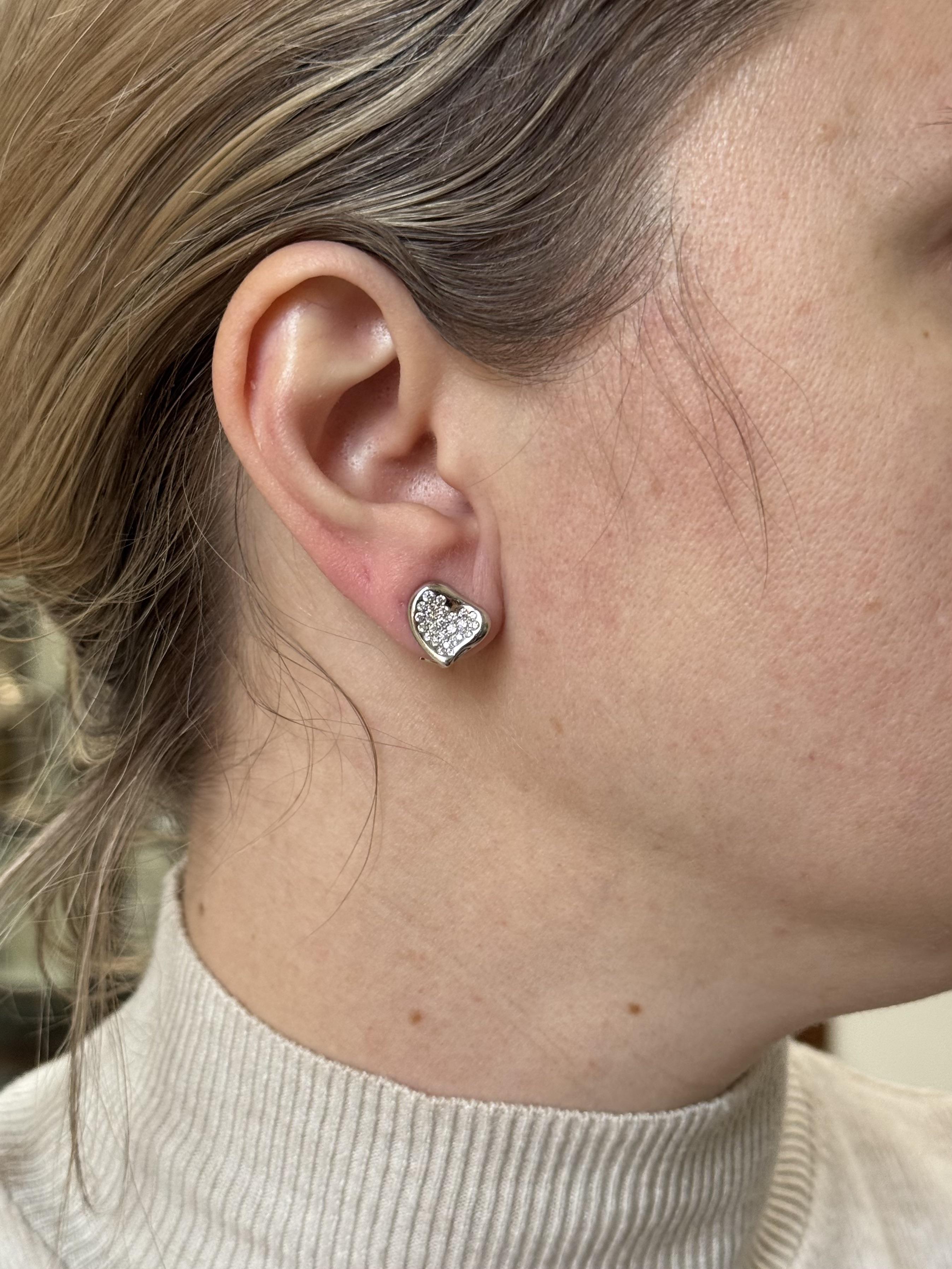 Tiffany & Co Elsa Peretti Open Heart Diamond Platinum Earrings