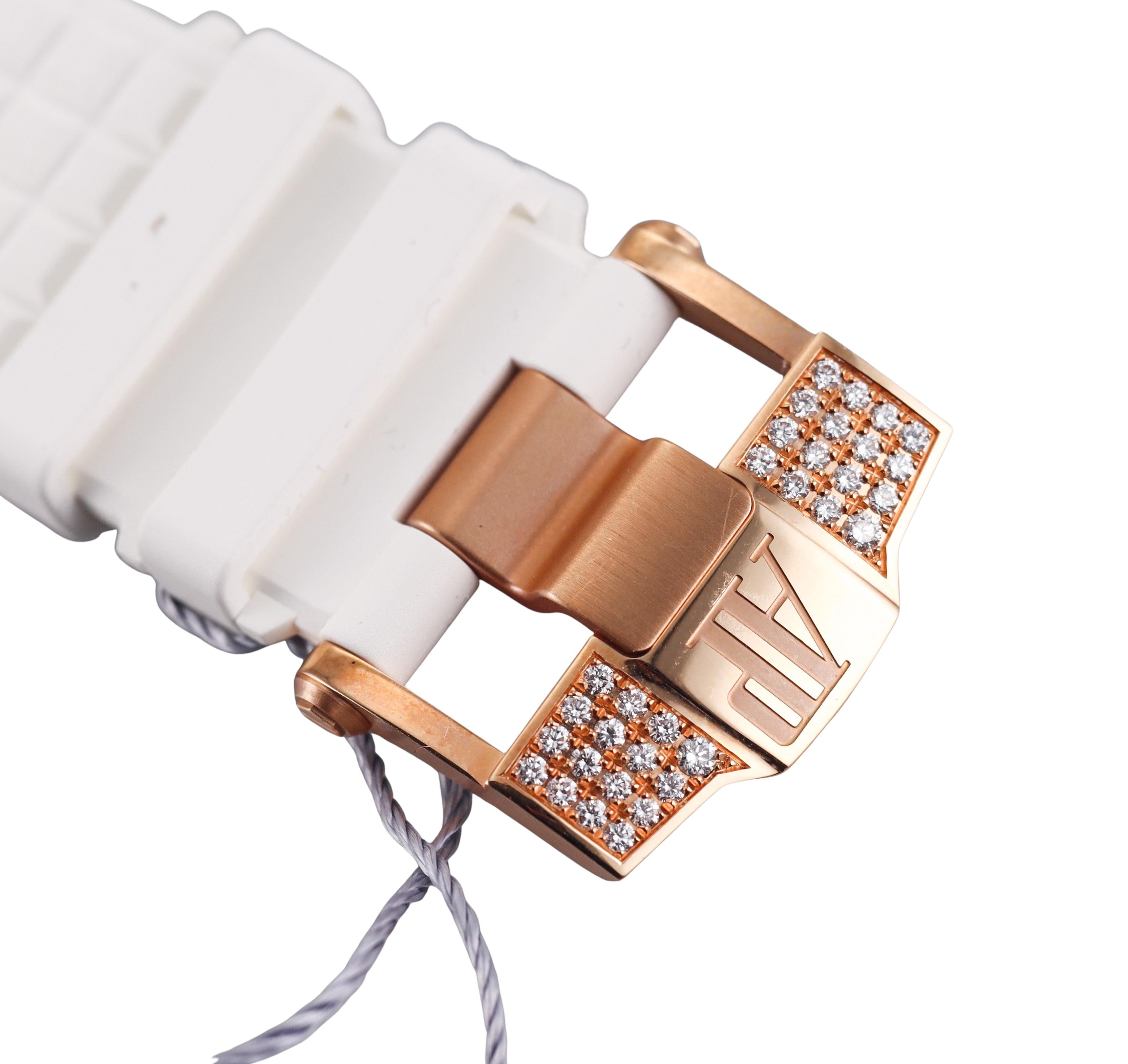 Audemars Piguet Rose Gold Diamond Royal Oak Offshore Rubber Bracelet