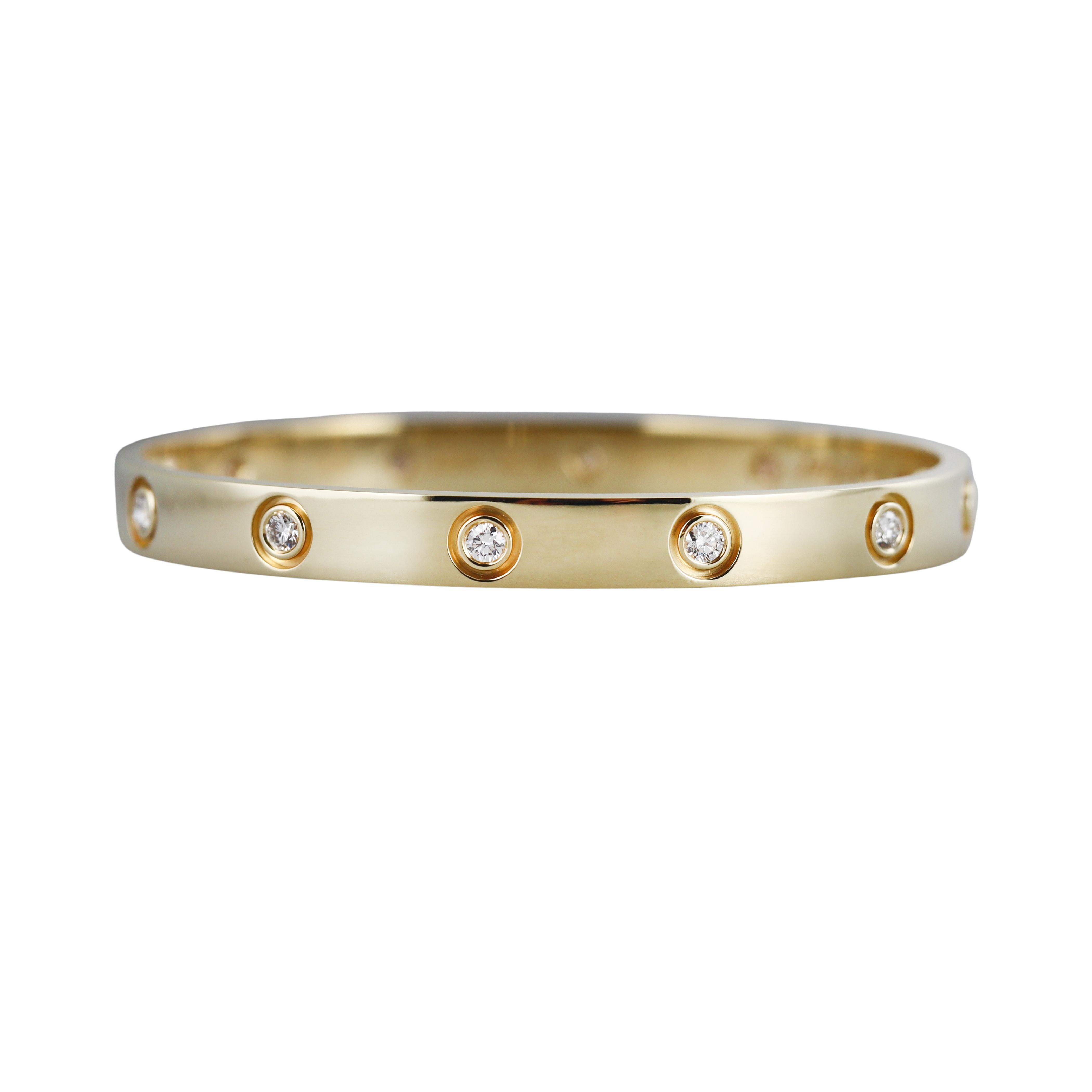 Cartier Love 10 Diamond Yellow Gold Classic Bracelet 17