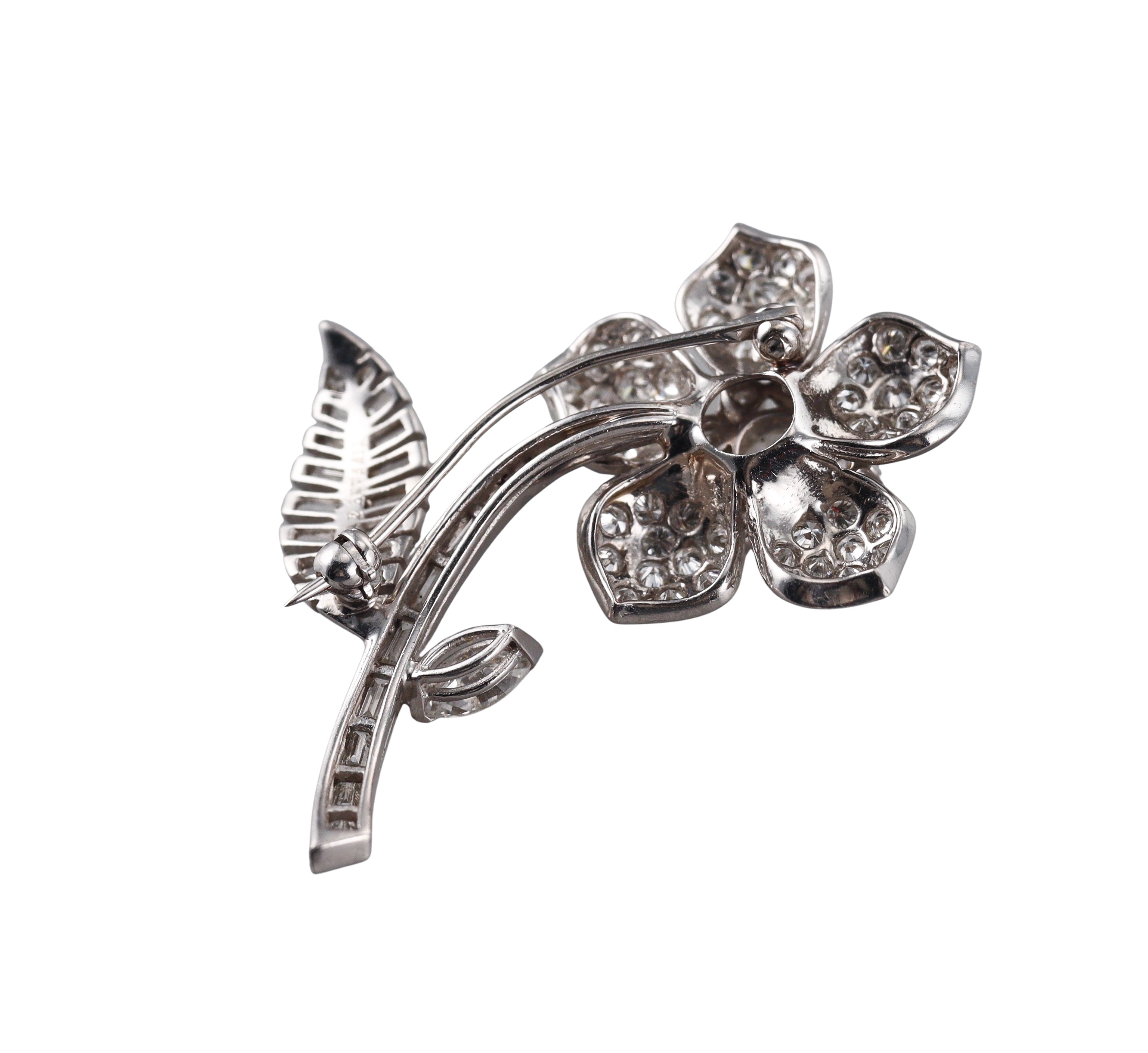 Tiffany & Co Platinum Diamond Flower Brooch Pin