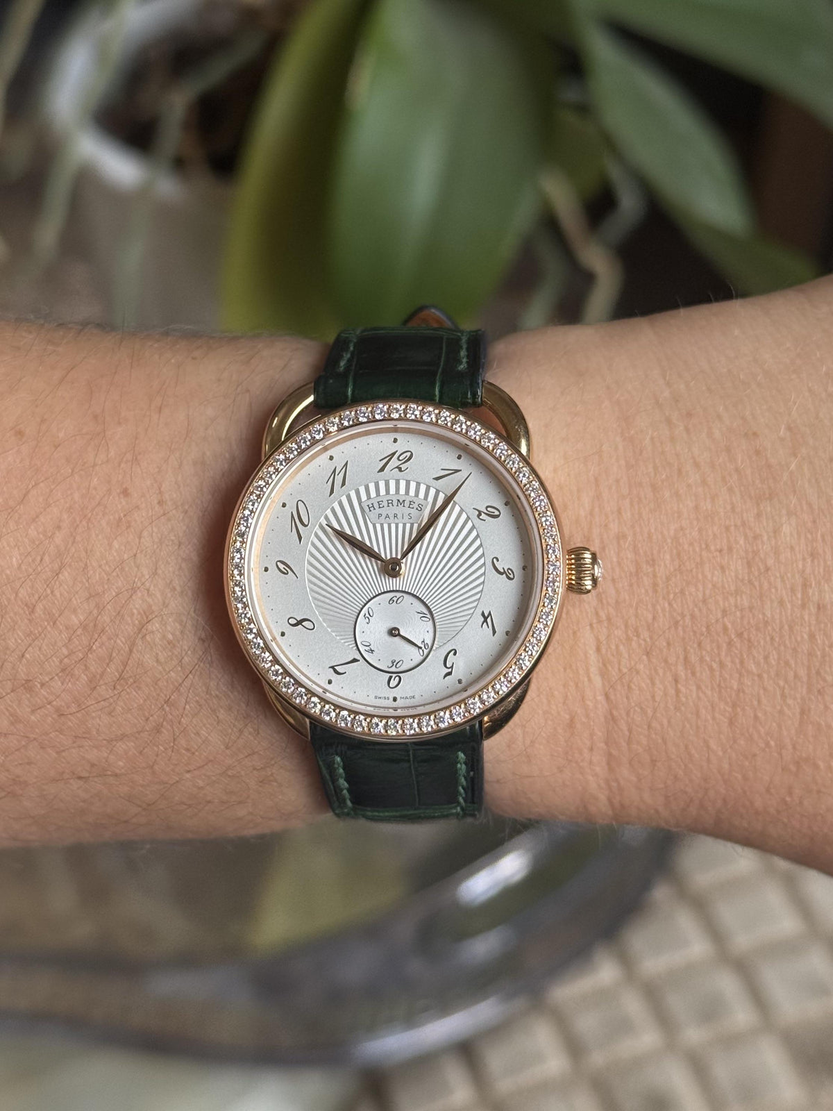 Hermes Arceau Ecuyere Rose Gold Diamond Watch AR6.671