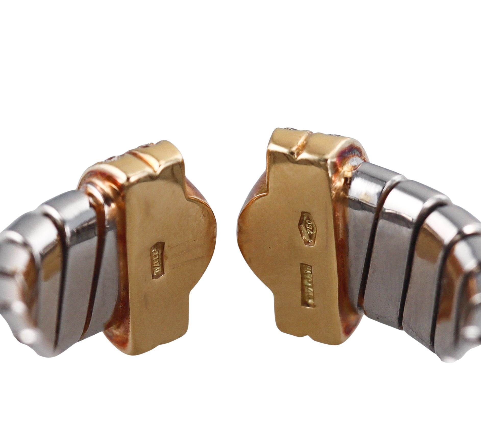 Bulgari Tobugas Gold and Steel Diamond Cuff Ring