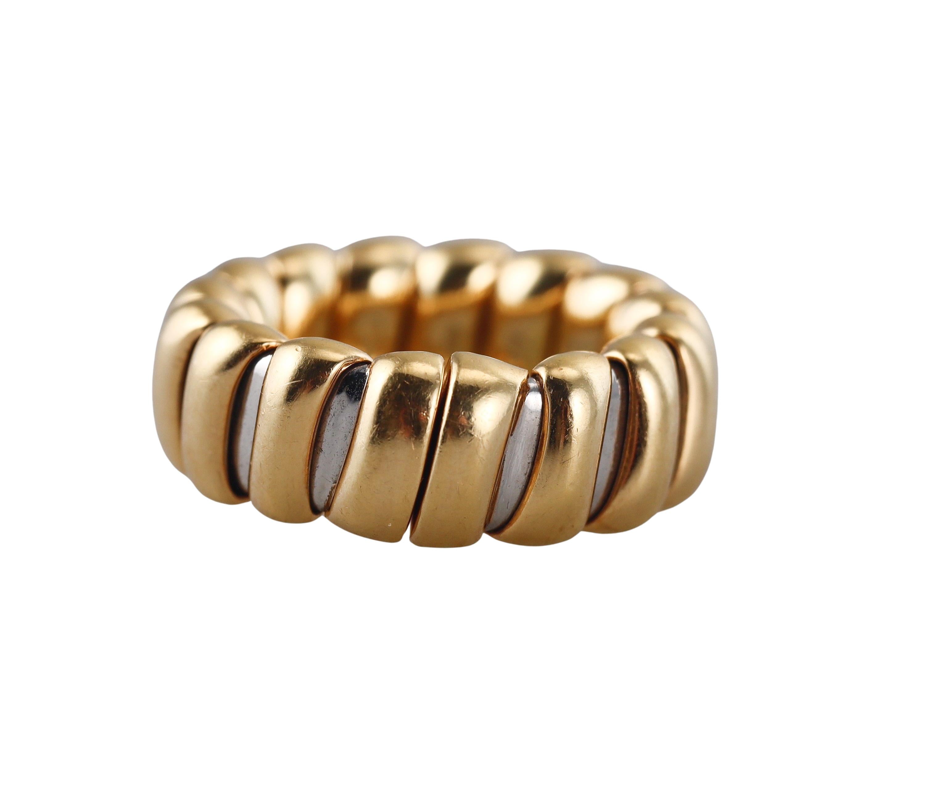 Bulgari Tubogas Gold Steel Band Ring