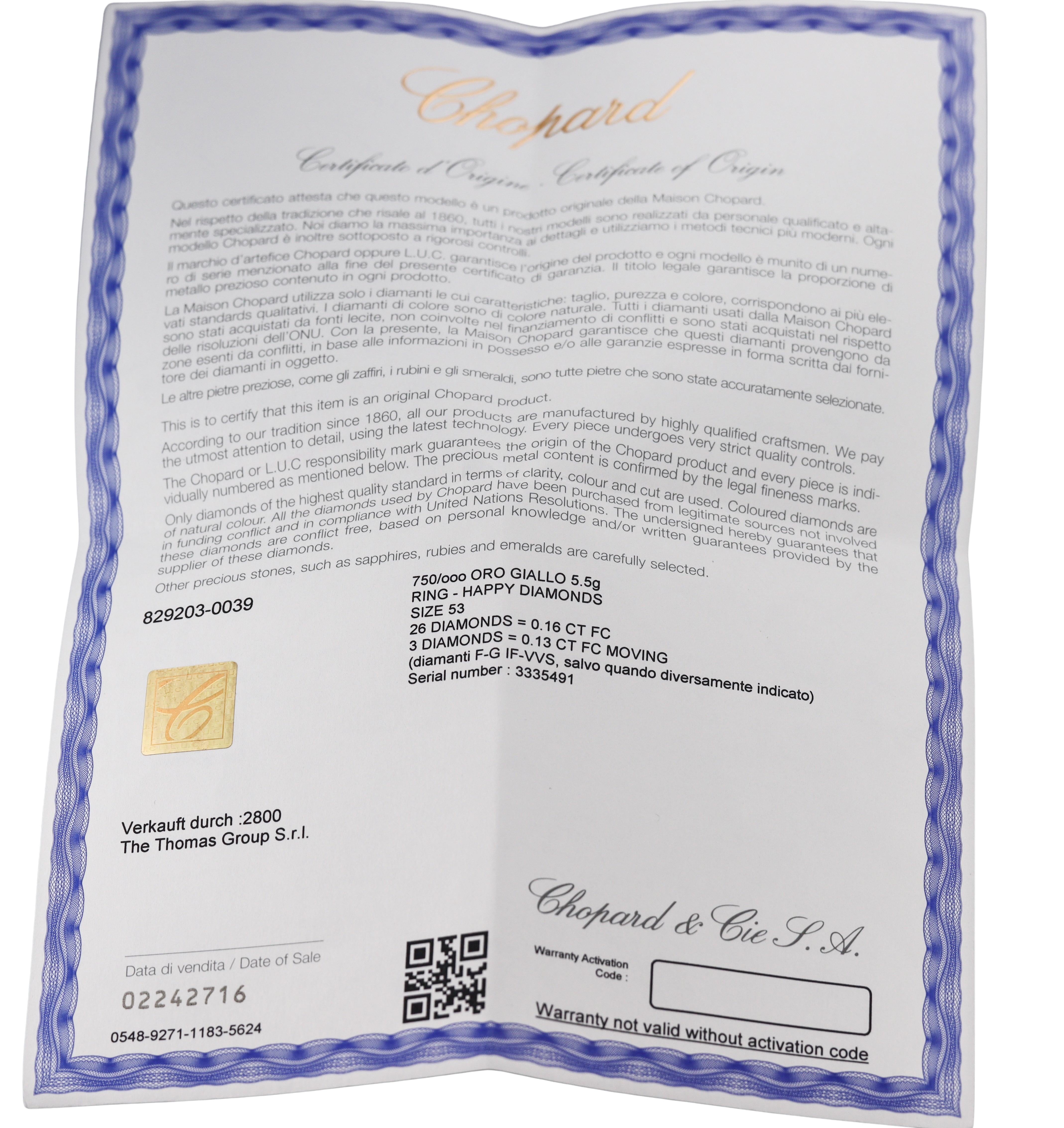 Chopard Happy Hearts Diamond Gold Ring 829203-0039