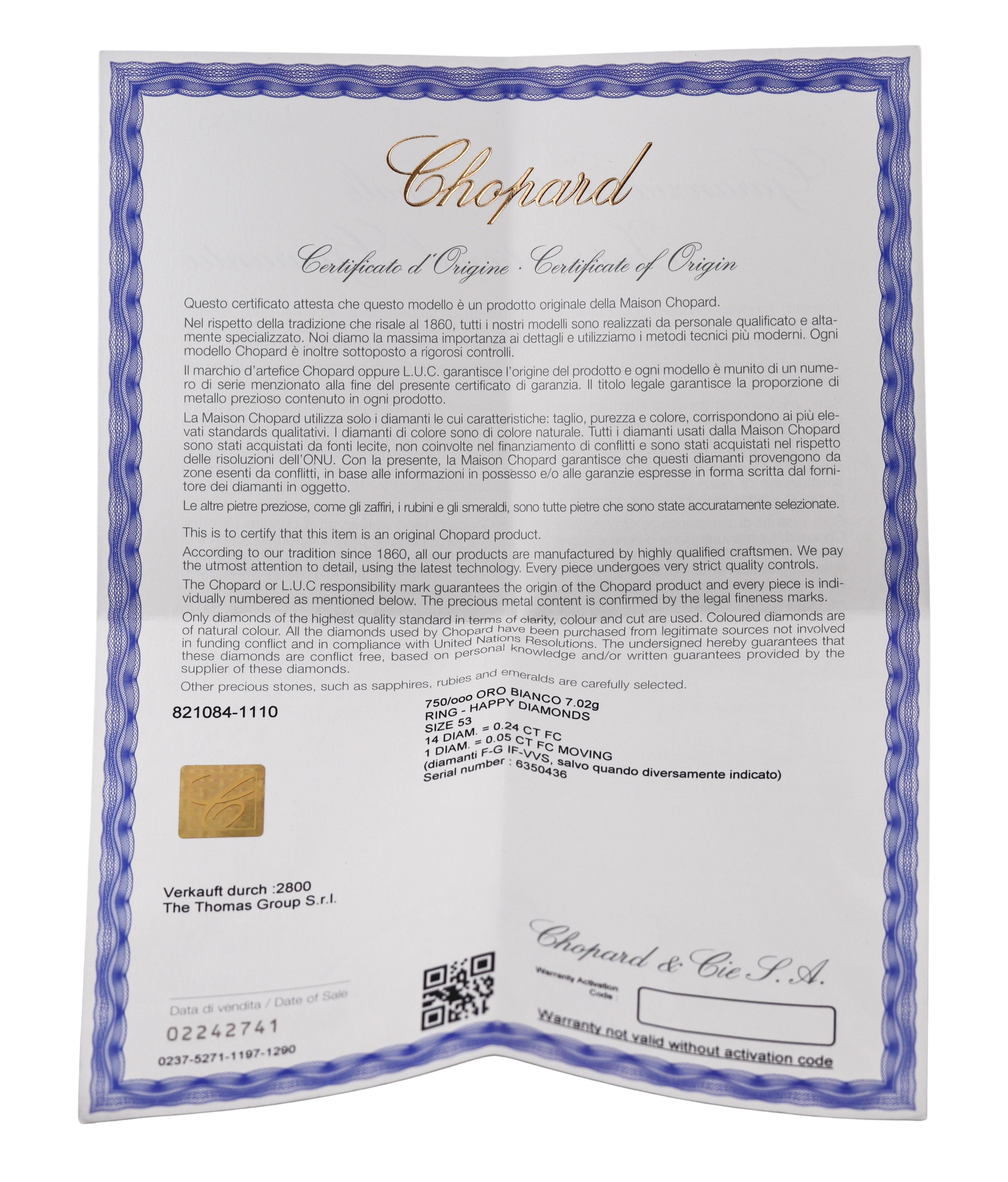 Chopard Happy Hearts Diamond Gold Ring 821084-1110