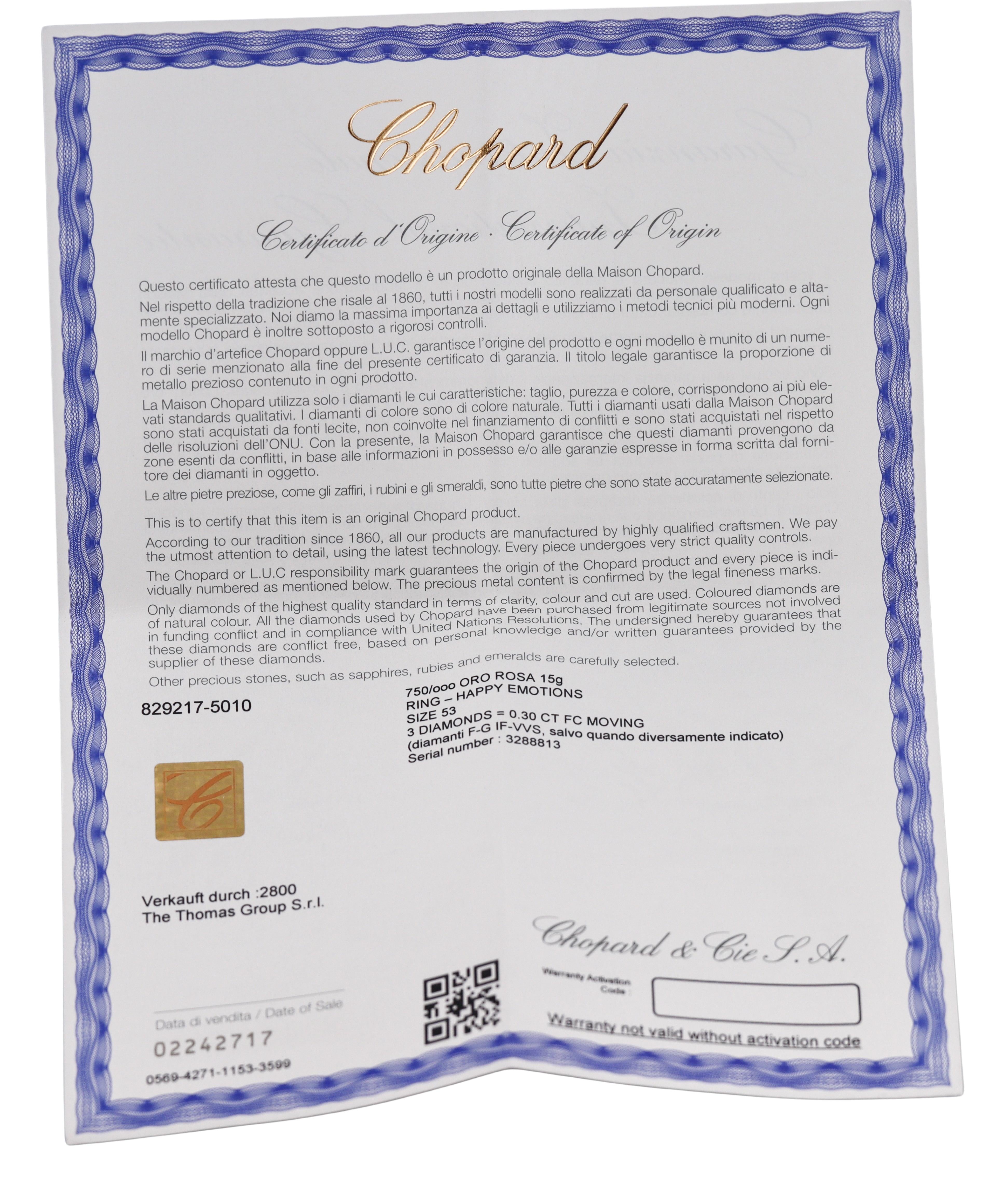 Chopard Happy Emotions Gold Diamond Ring 829217-5010