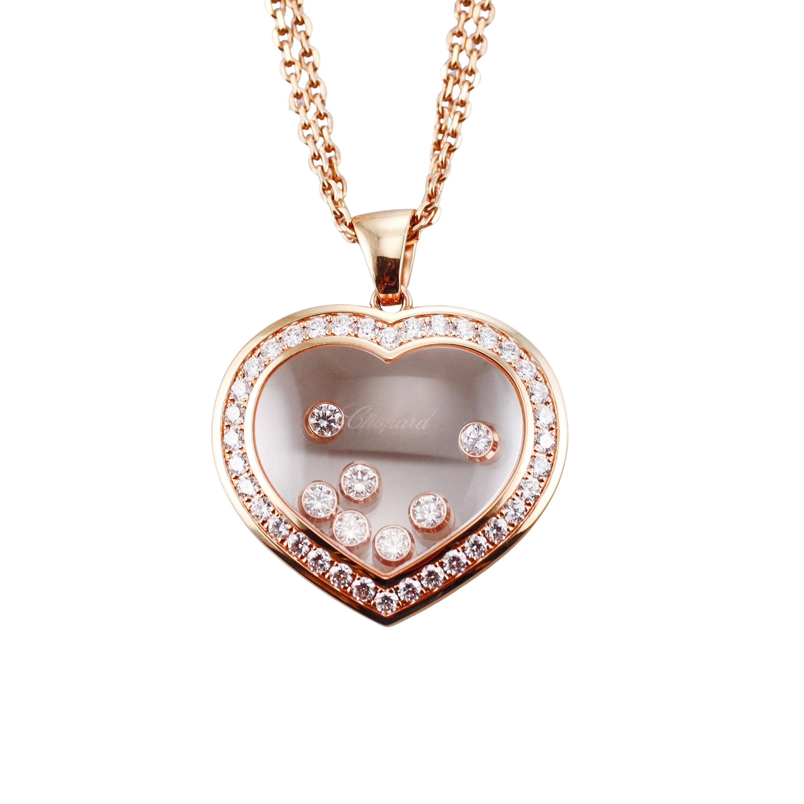 Chopard Happy Hearts Diamond Gold Pendant Necklace 799202-5003