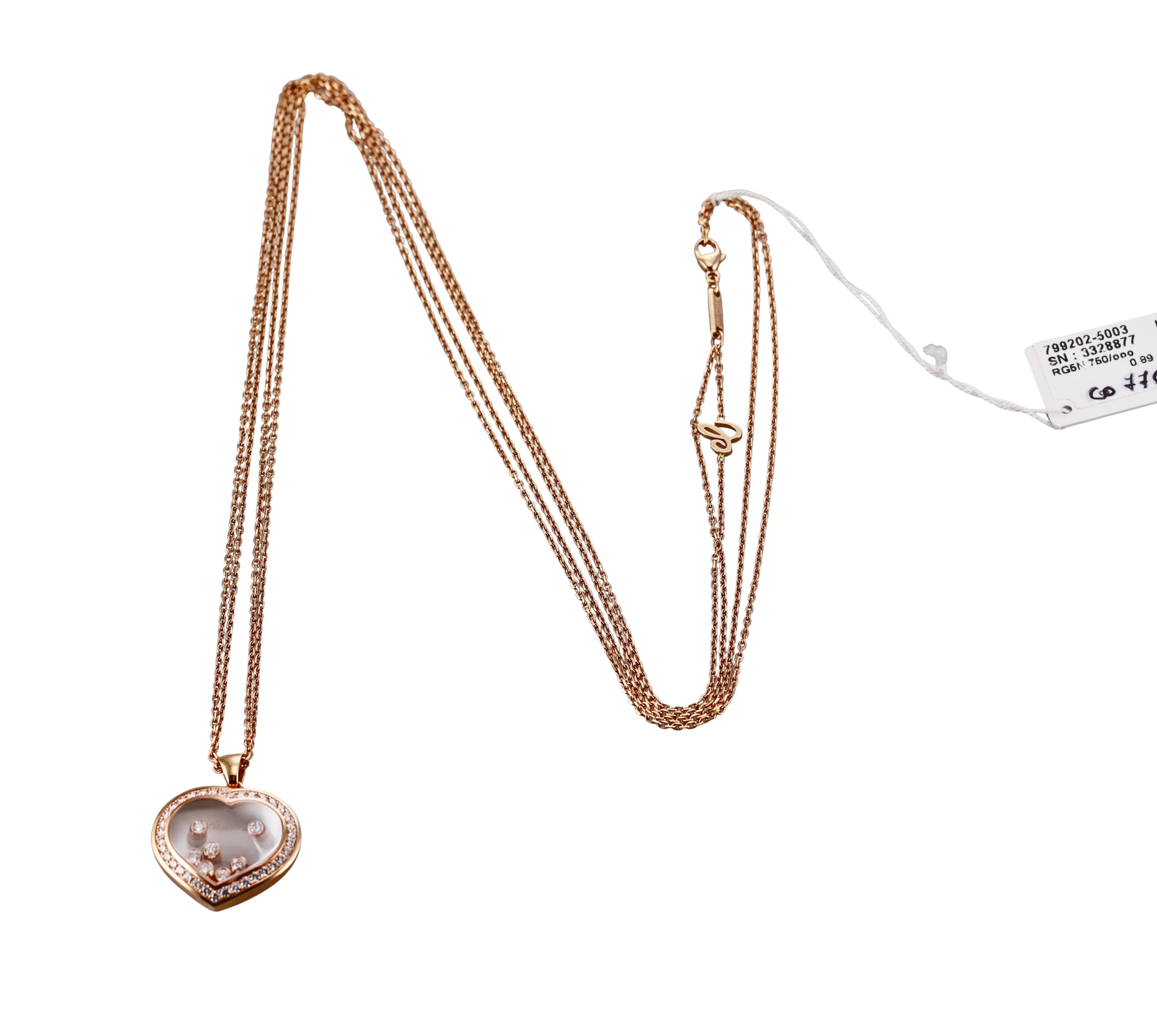 Chopard Happy Hearts Diamond Gold Pendant Necklace 799202-5003