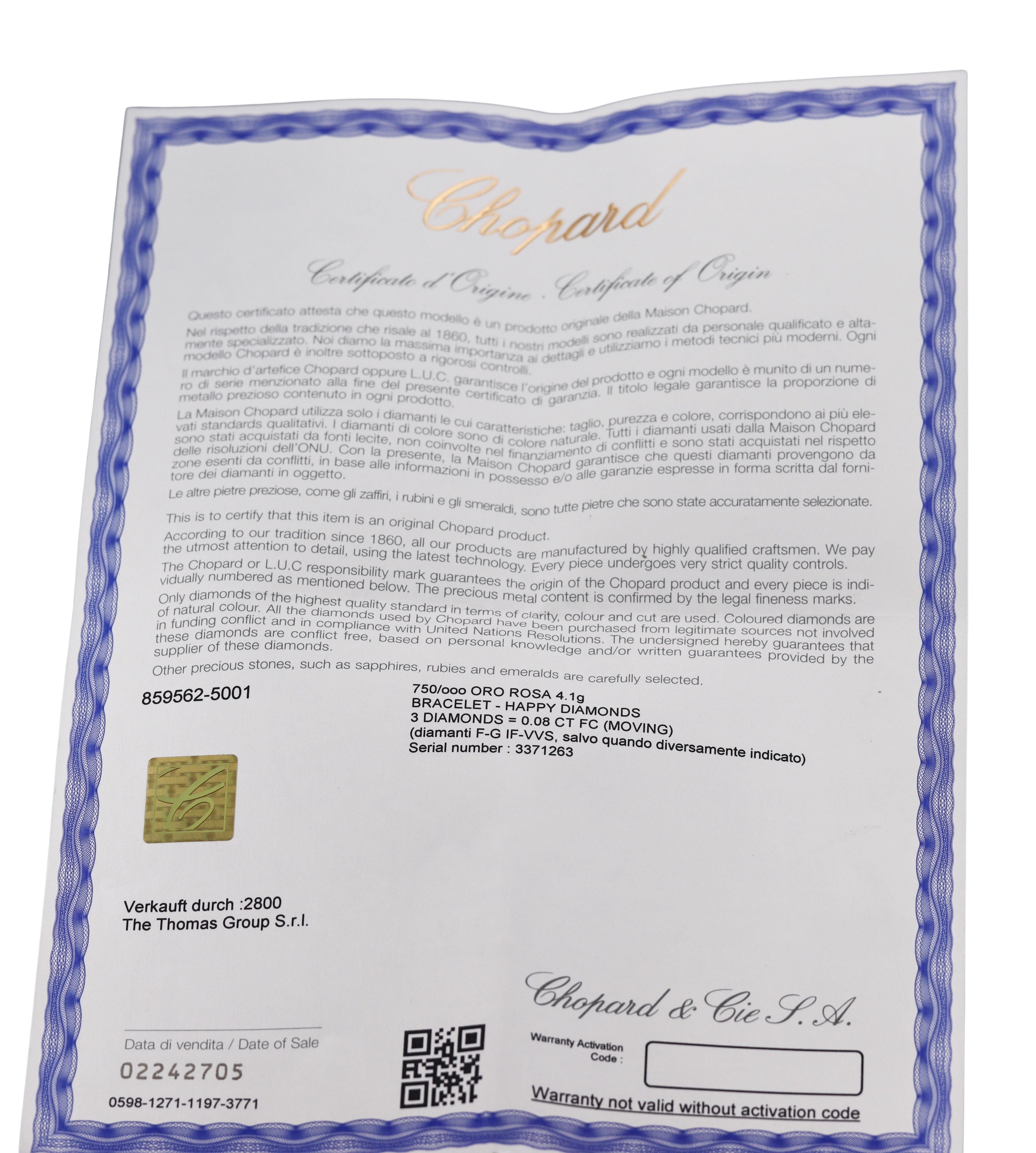 Chopard Happy Diamonds Gold Bracelet 859562-5001