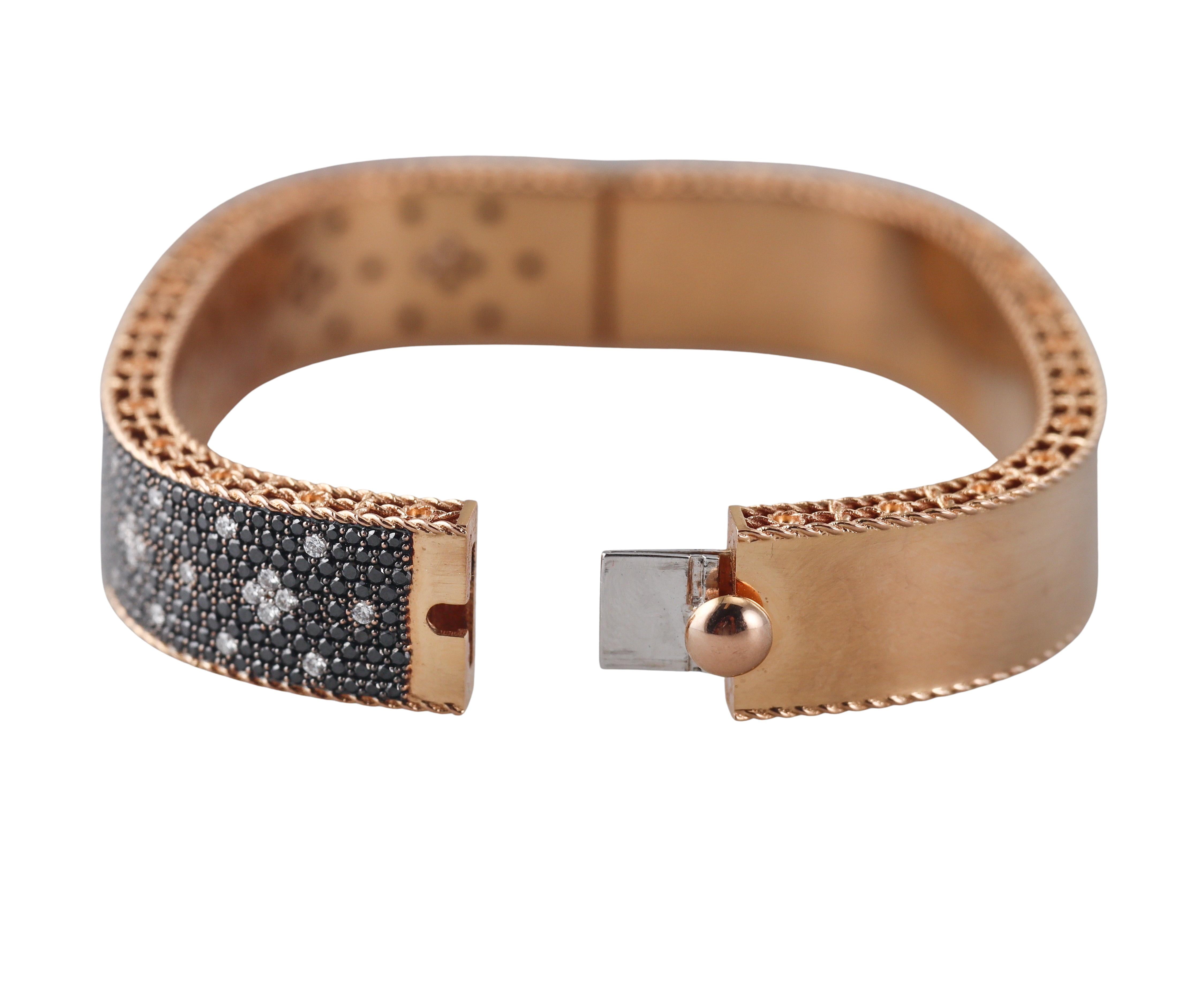 Roberto Coin Princess Black White Diamond Rose Gold Bracelet