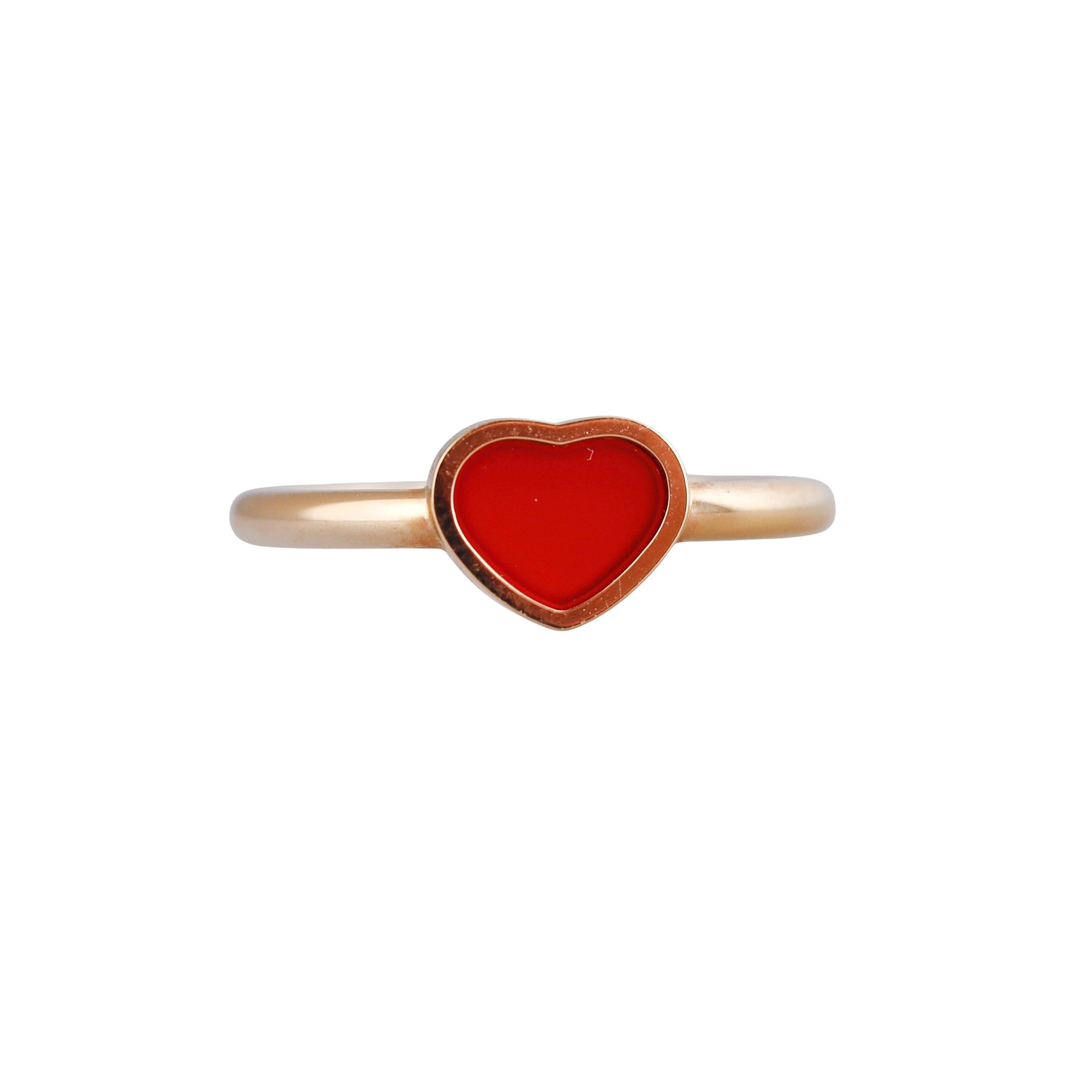 Chopard Happy Hearts Red Enamel Gold Ring 82A086-5811