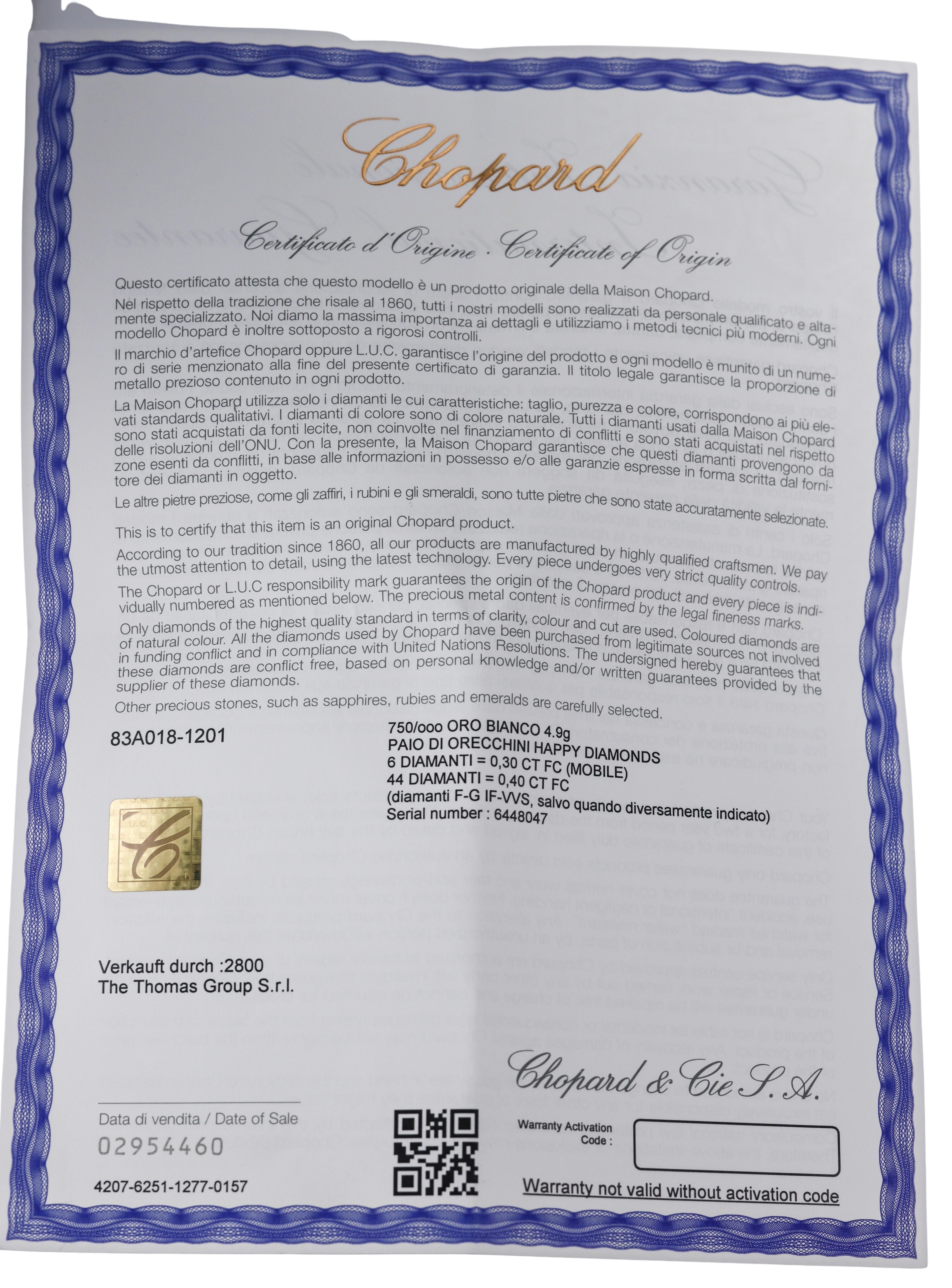 Chopard Happy Diamonds Gold Earrings 83A018-1201