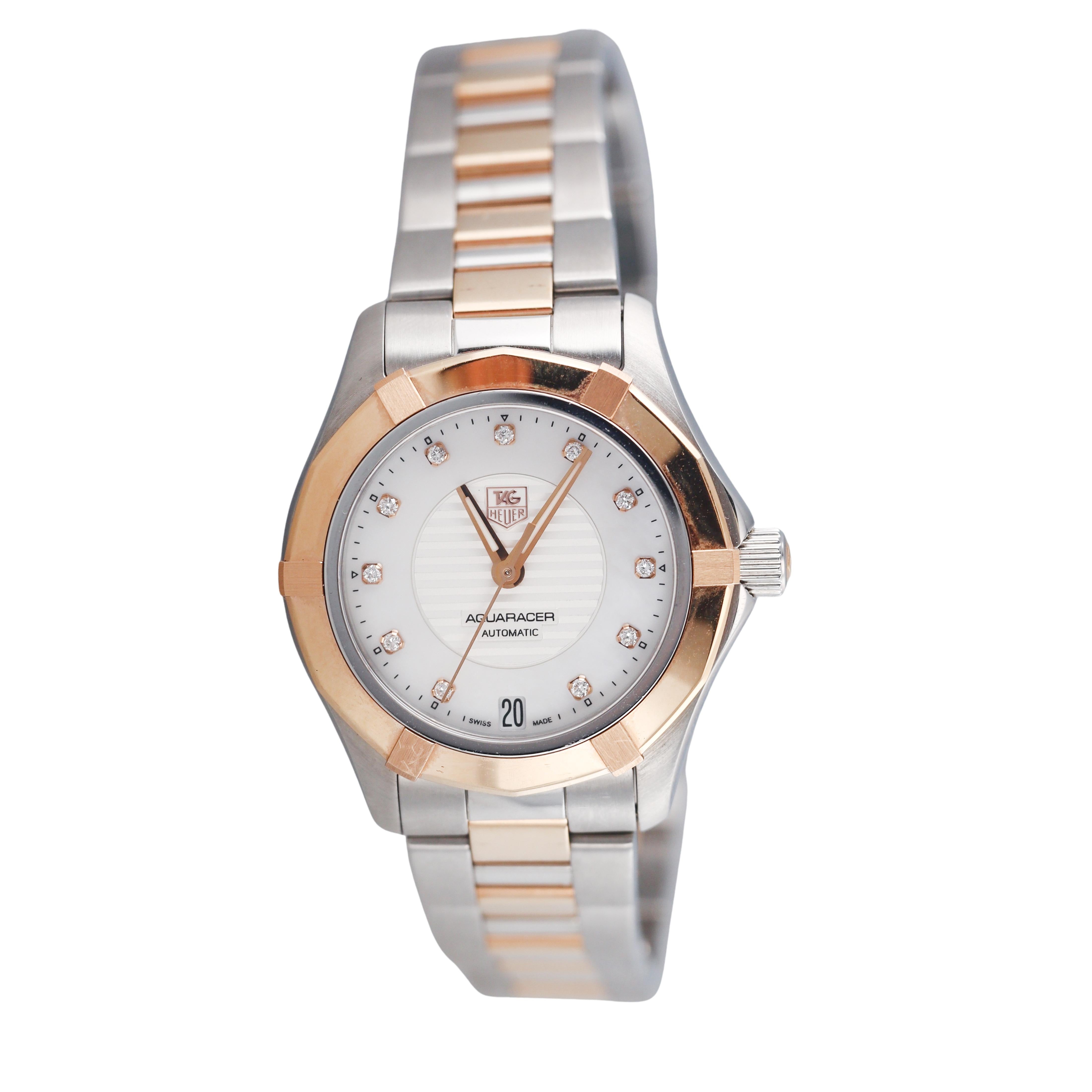 Tag Heuer Aquaracer Automatic Diamond Gold Steel Watch WAP2531