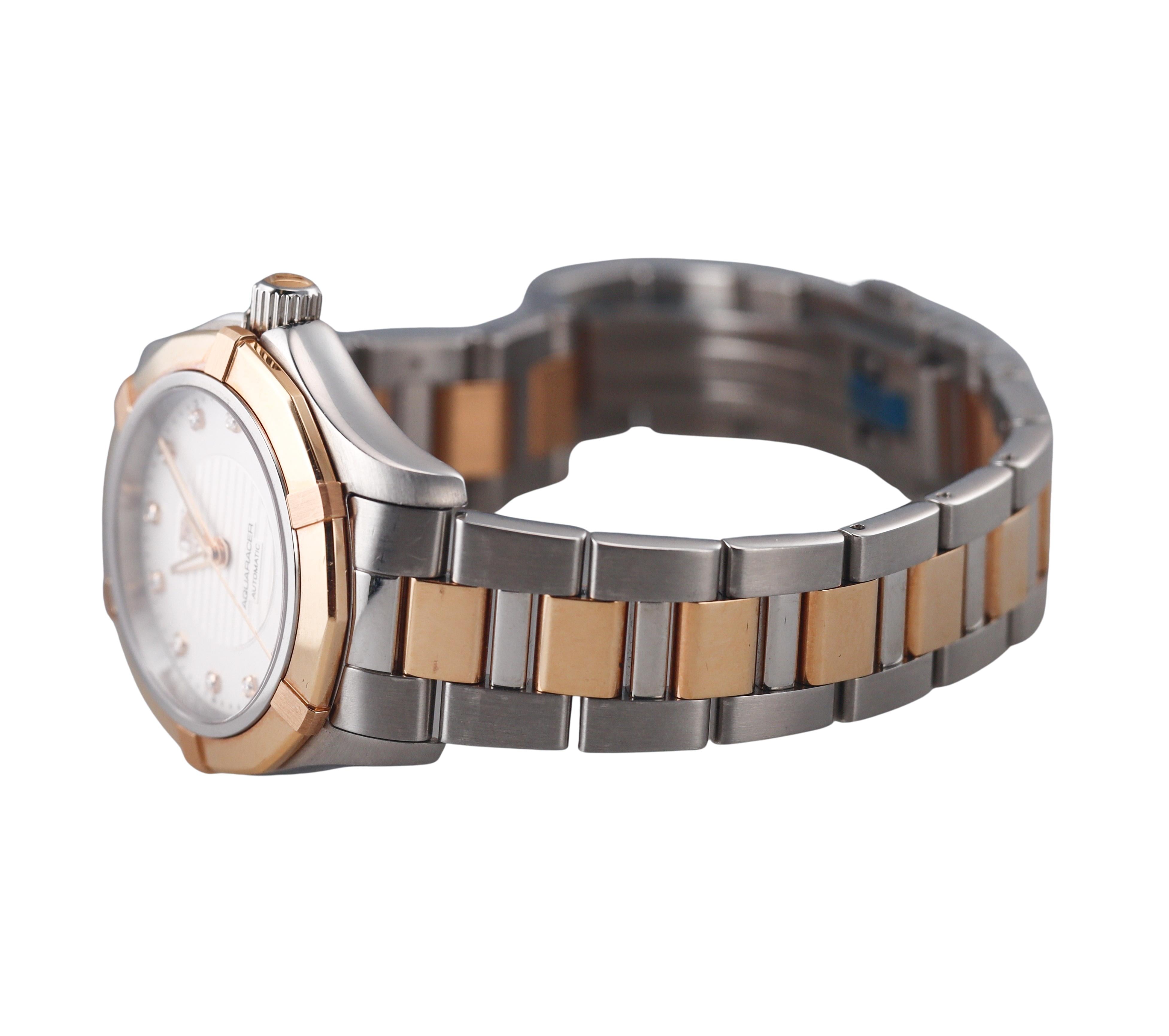 Tag Heuer Aquaracer Automatic Diamond Gold Steel Watch WAP2531