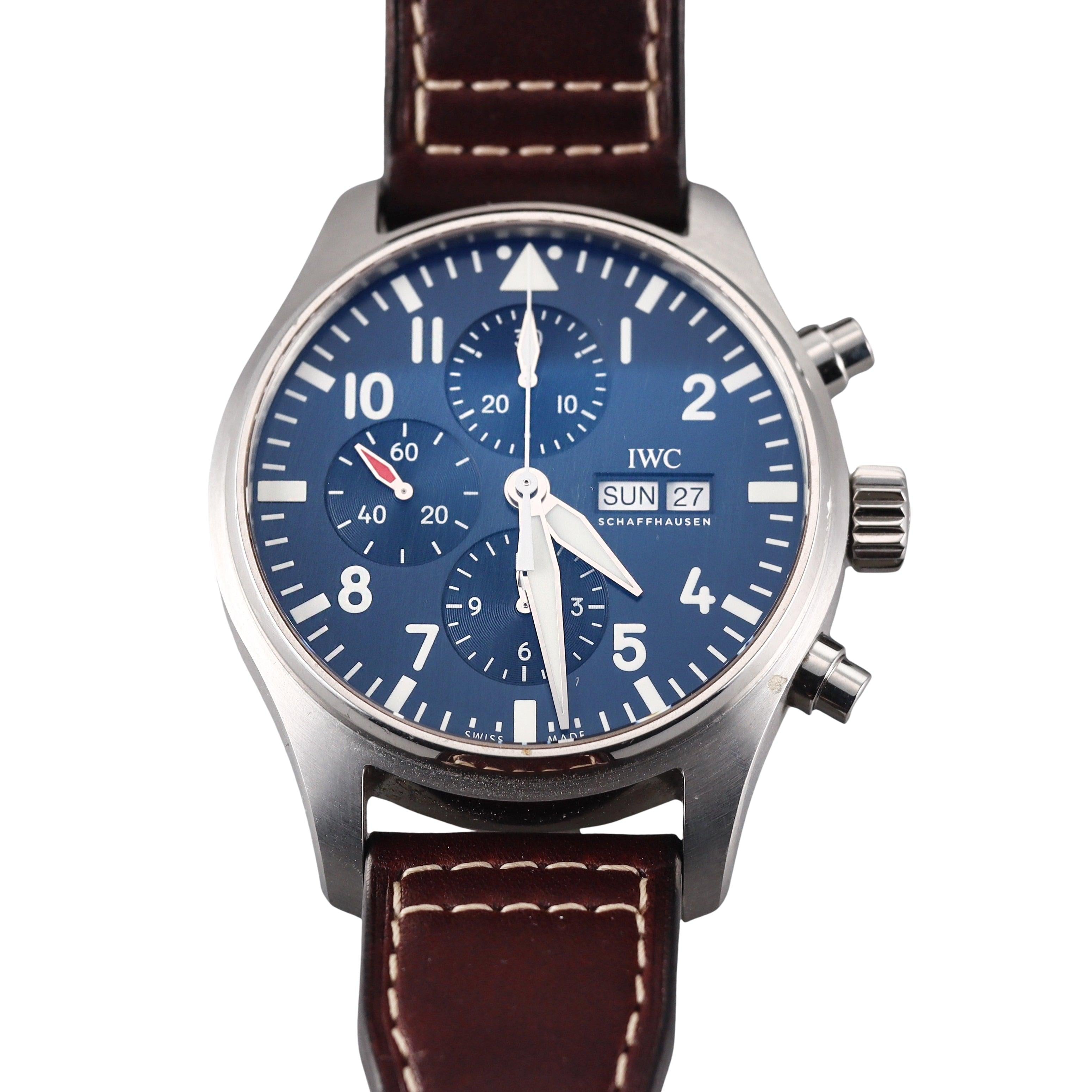IWC Pilot's Le Petit Prince Blue Dial Chronograph Watch IW377714