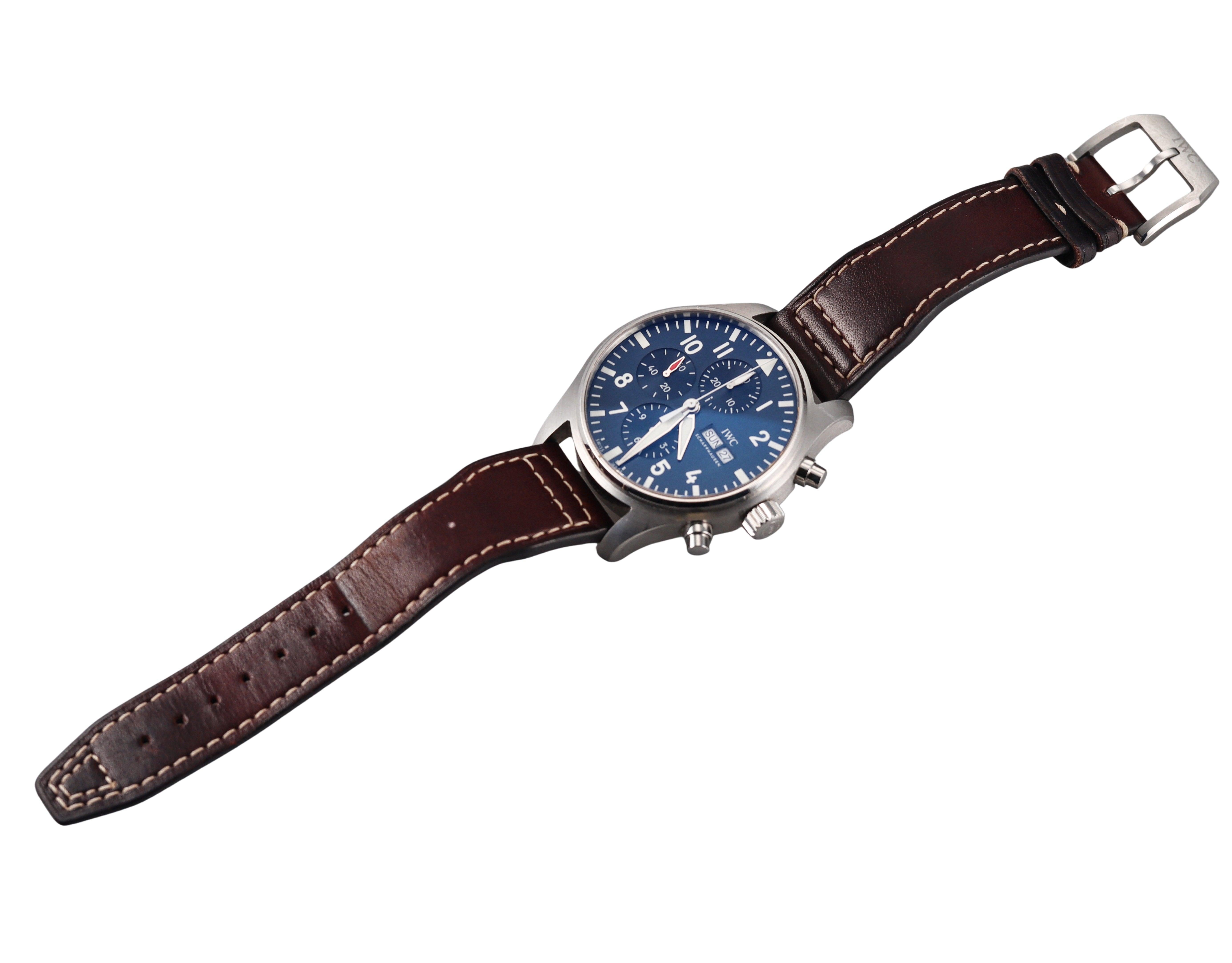 IWC Pilot's Le Petit Prince Blue Dial Chronograph Watch IW377714