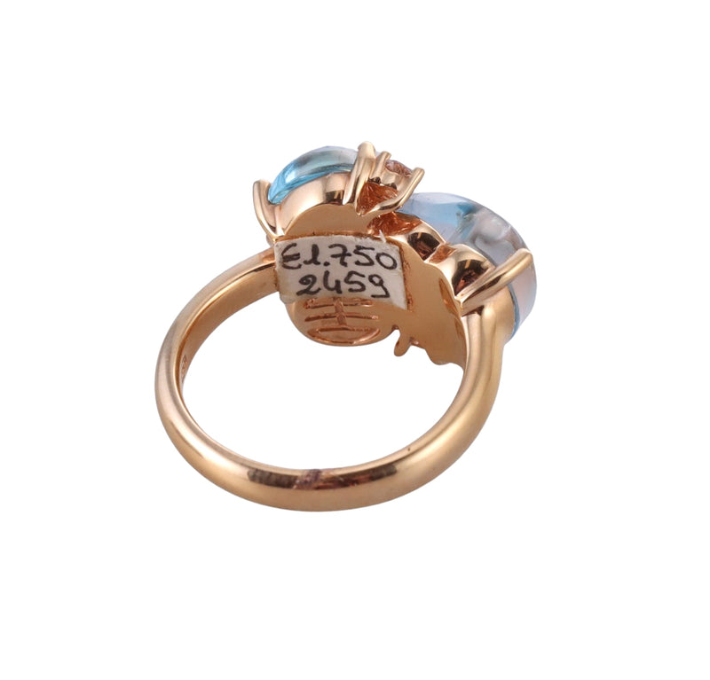 Mimi Milano Gold Sapphire Pearl Blue Topaz Cocktail Ring