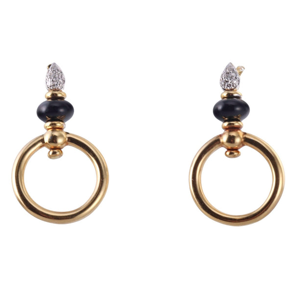 La Nouvelle Bague Gold Diamond Enamel Drop Earrings