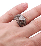 Valente 4.26ctw Fancy Color Heart Diamond 18k Gold Dome Ring