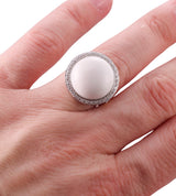 Mimi Milano Gold Diamond White Agate Ring