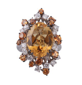 Italian Modern Gold Diamond Citrine Sapphire Cocktail Ring