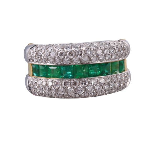 Leo Pizzo Gold Diamond Emerald Half Band Ring