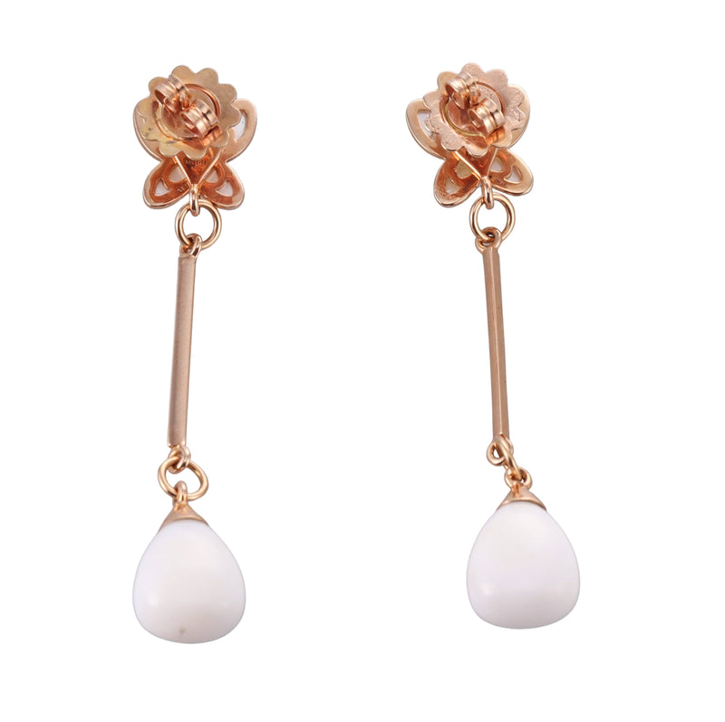 Mimi Milano Gold White Agate Mother of Pearl Drop Earrings