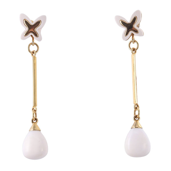 Mimi Milano Gold White Agate Drop Earrings