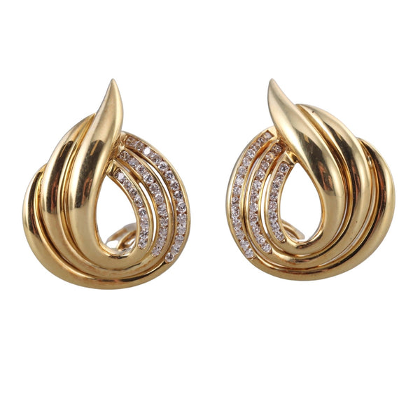 Italian Modern Gold Diamond Earrings