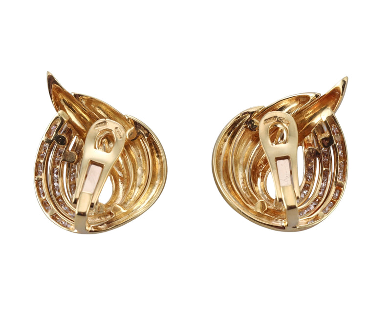 Italian Modern Gold Diamond Earrings