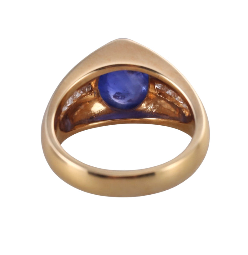 Italian Modern Gold Sapphire Diamond Gypsy Ring