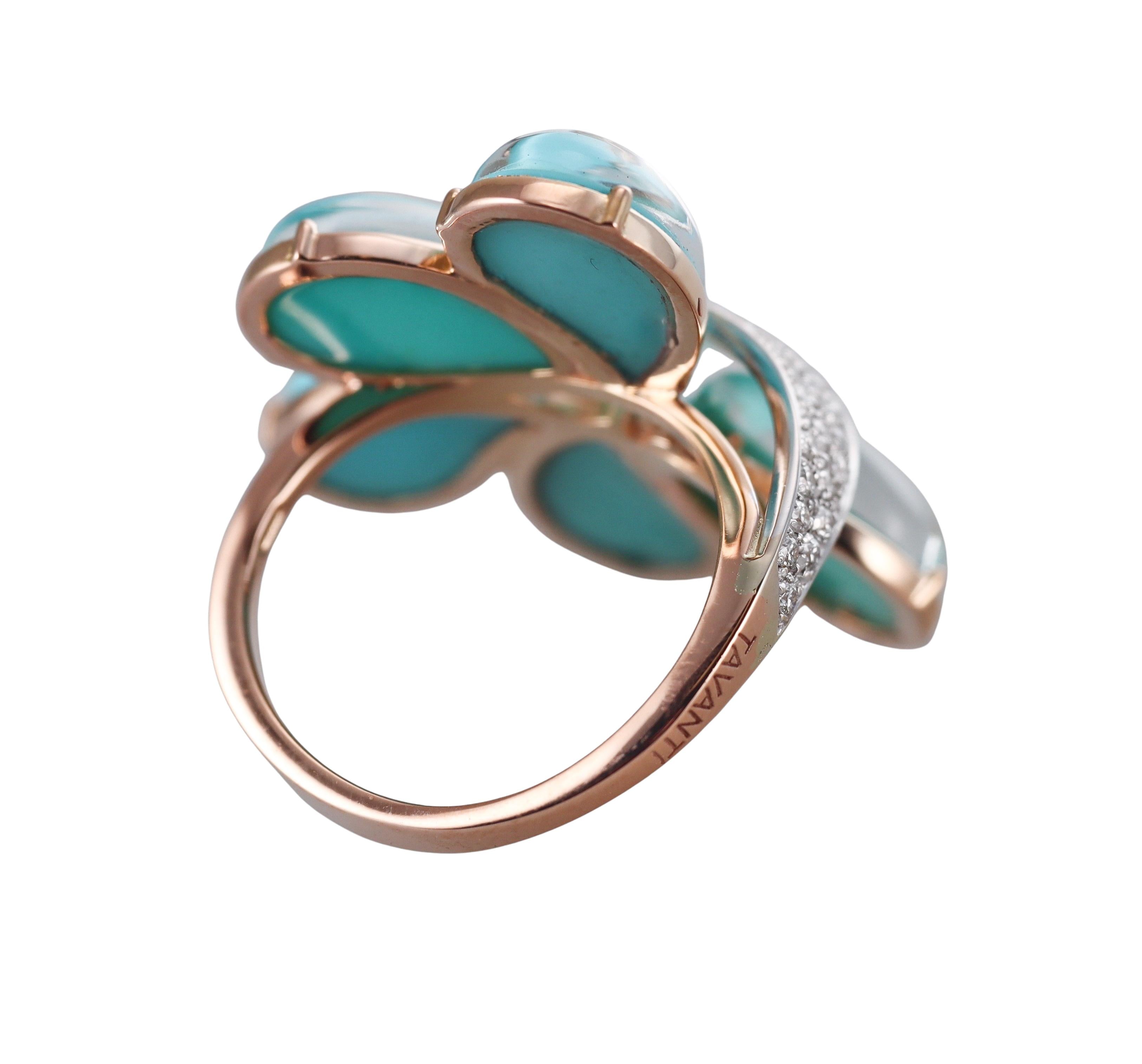 Tavanti 18k Gold Diamond Turquoise Ring