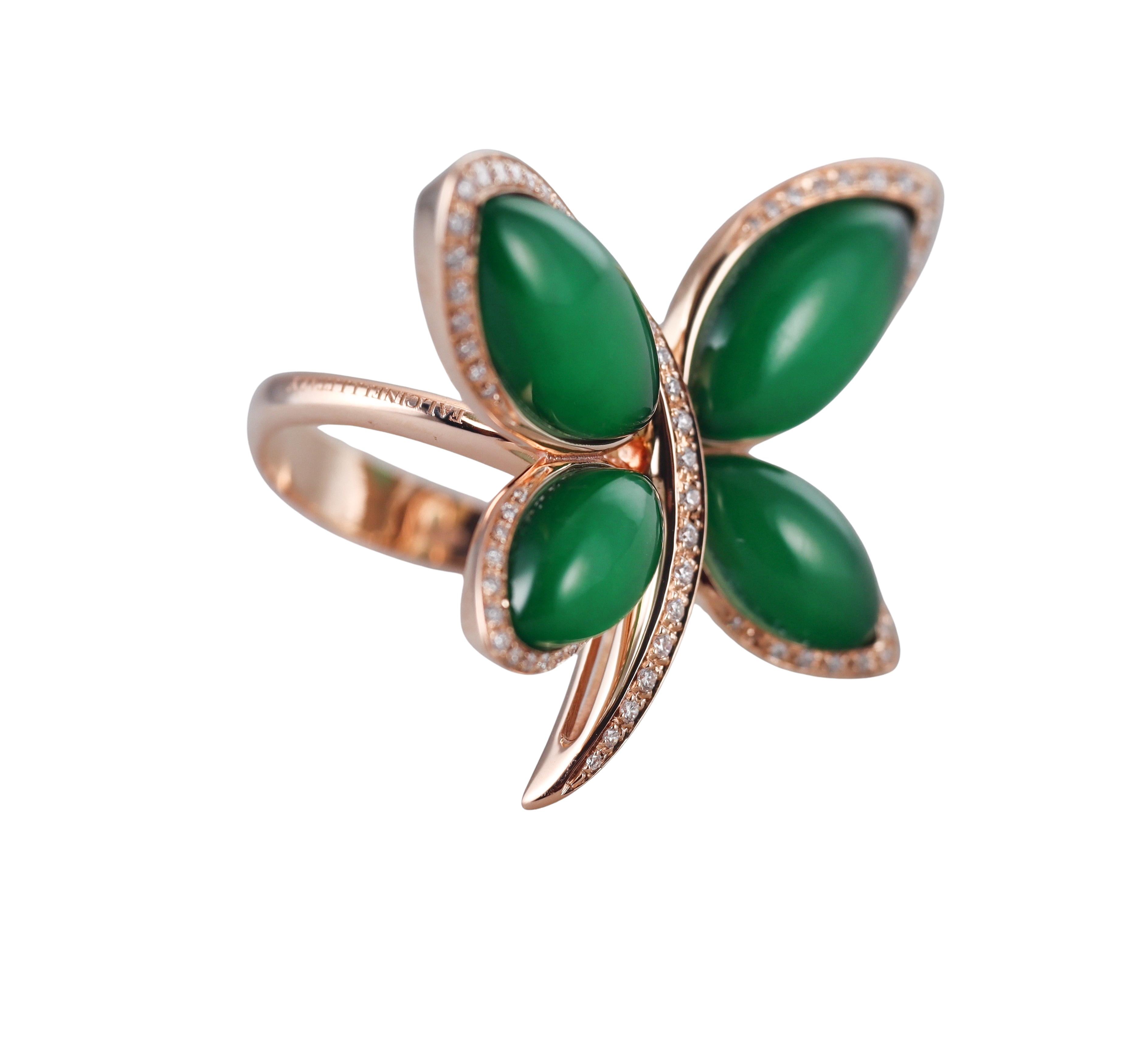 Tavanti 18k Gold Diamond Aventurine Butterfly Ring