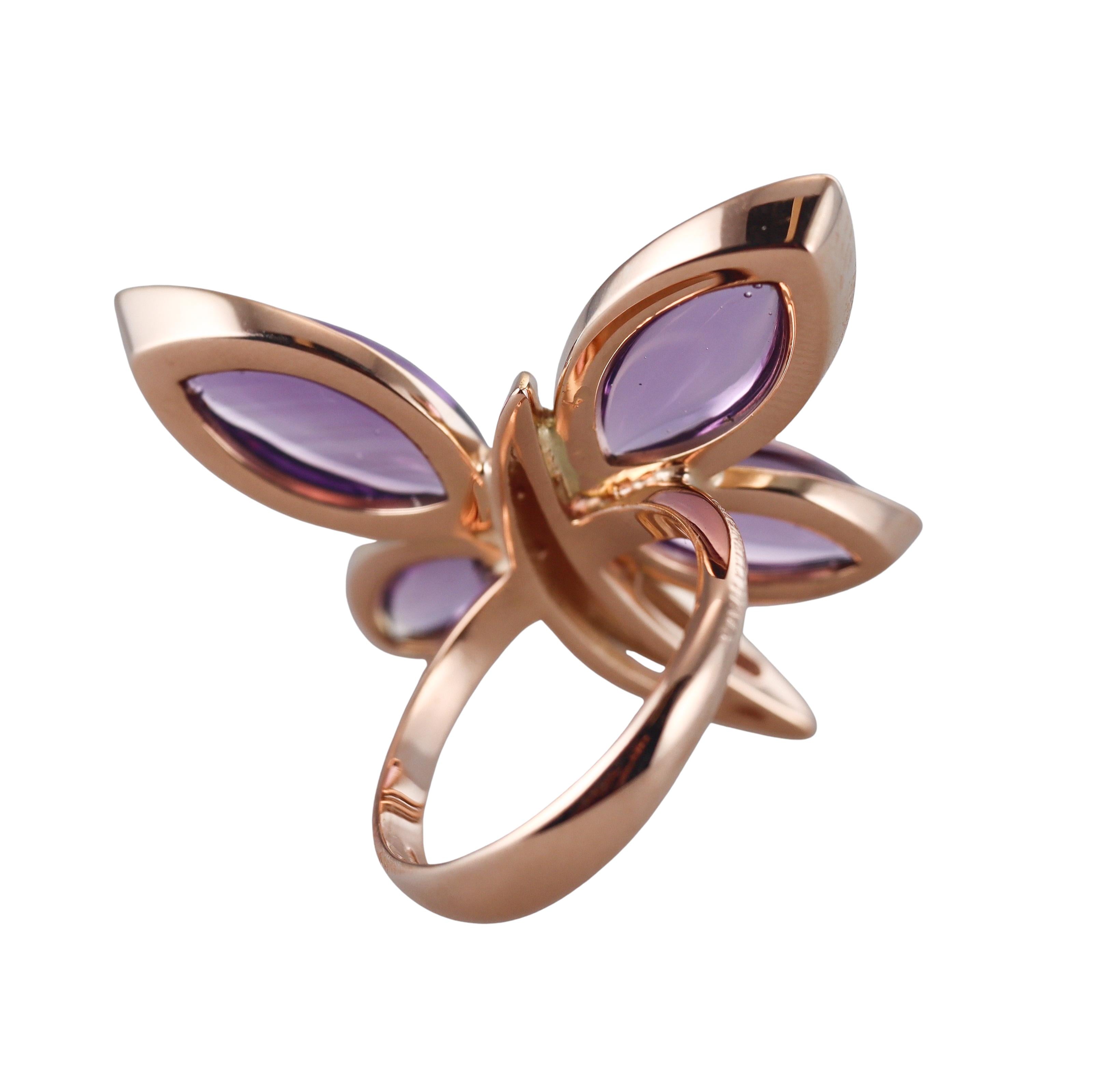 Tavanti 18k Gold Diamond Amethyst Butterfly Ring