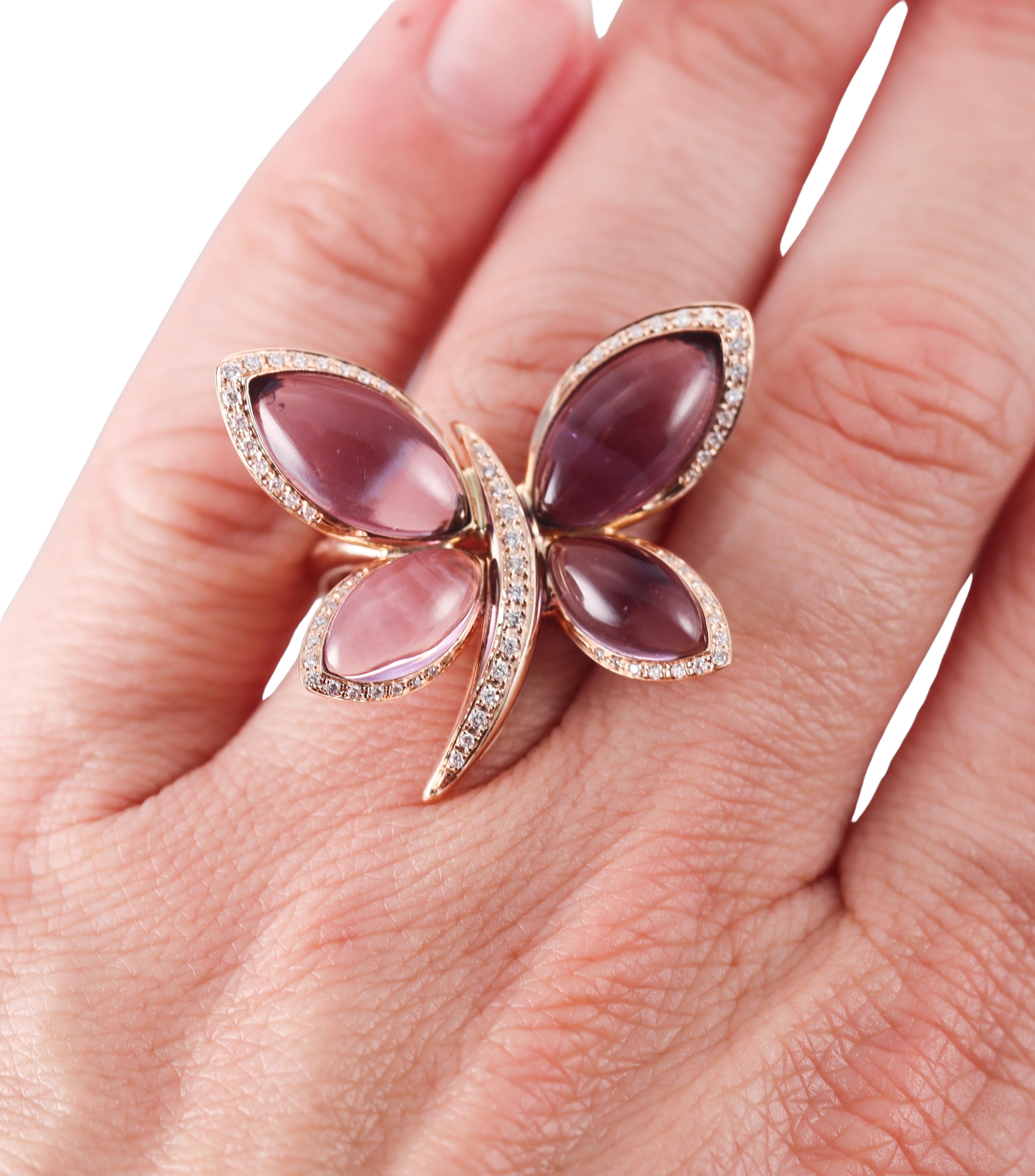 Tavanti 18k Gold Diamond Amethyst Butterfly Ring