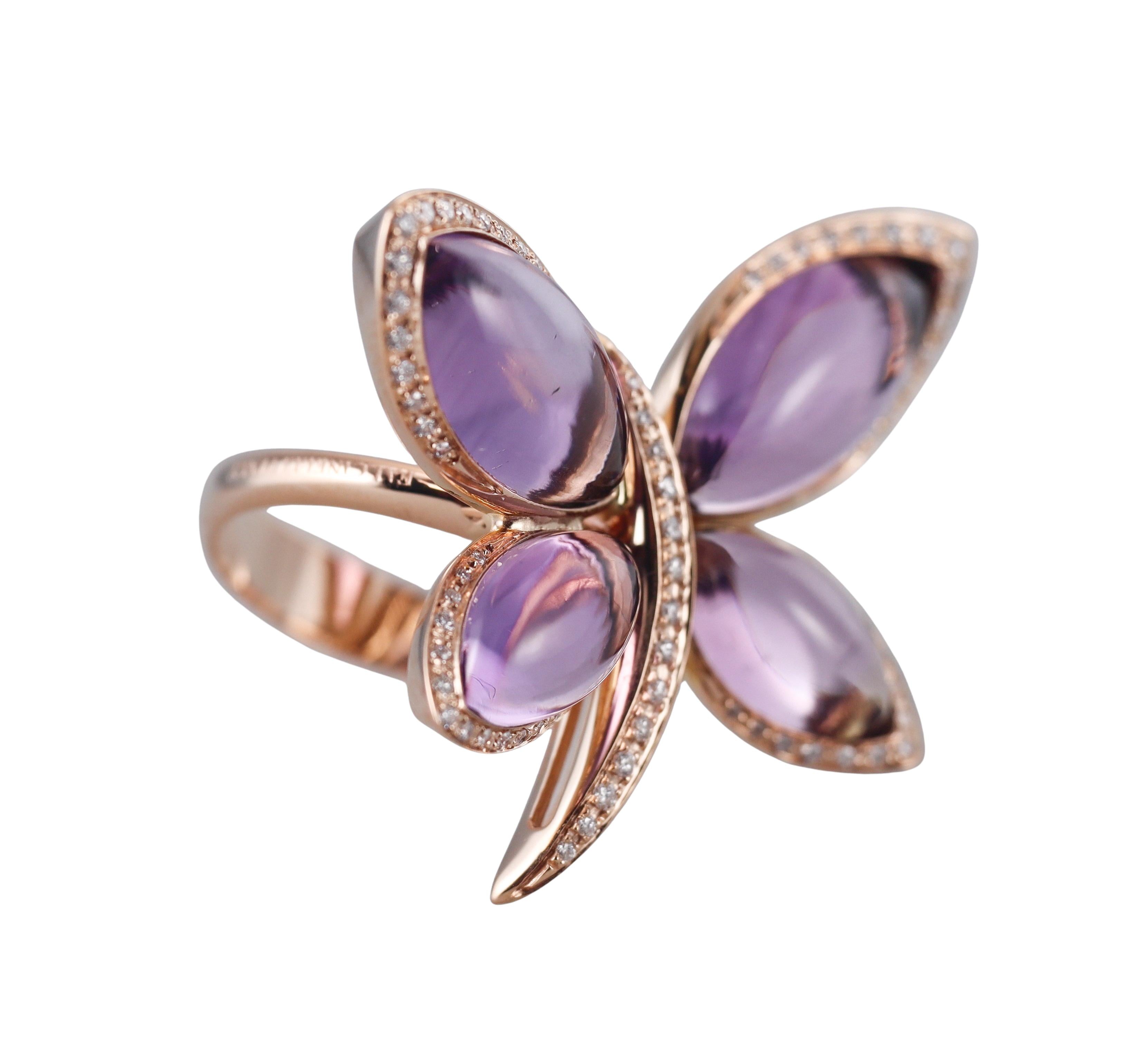 Tavanti 18k Gold Diamond Amethyst Butterfly Ring