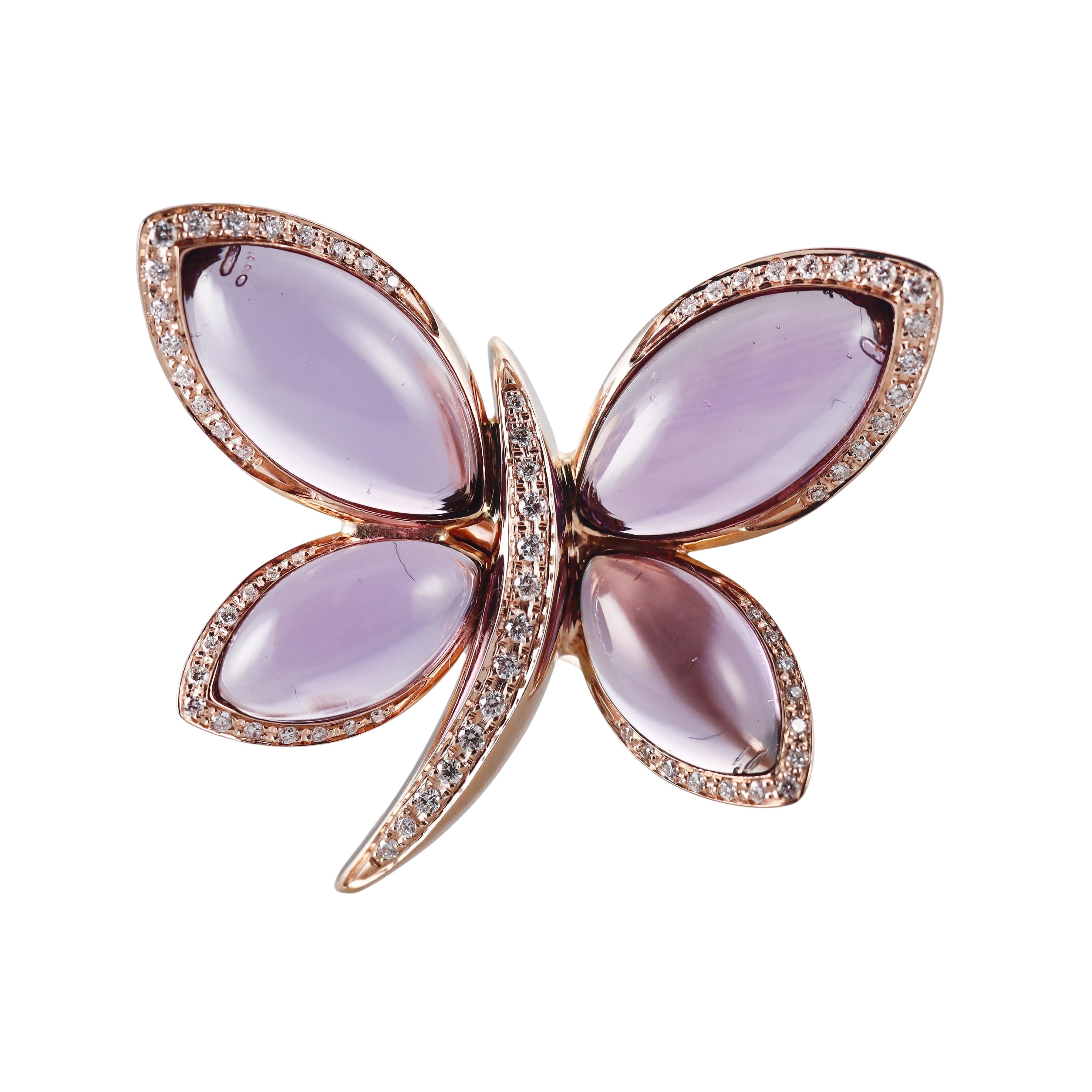 Tavanti 18k Gold Diamond Amethyst Butterfly Ring