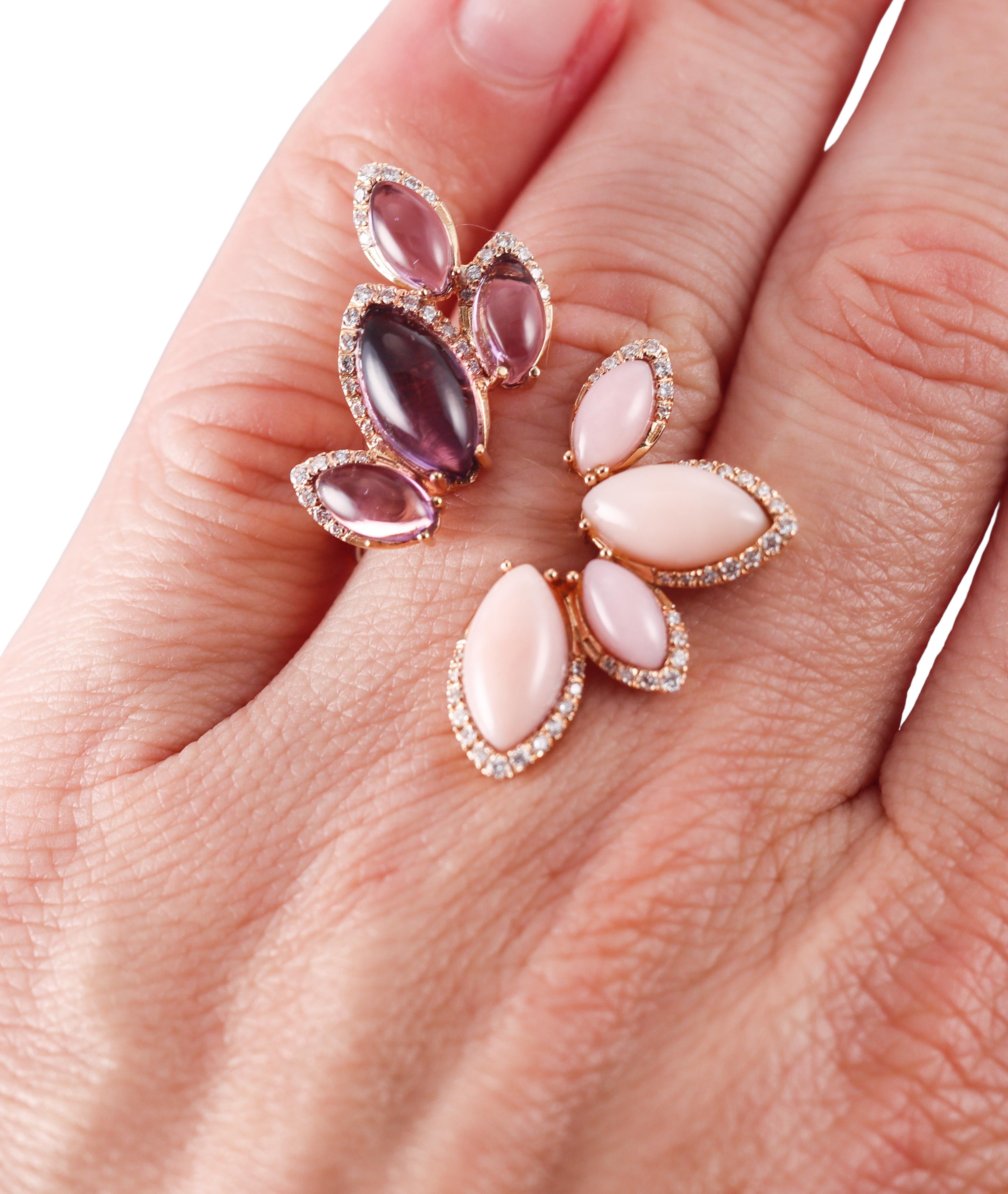 Tavanti 18k Gold Diamond Amethyst Pink Opal Ring