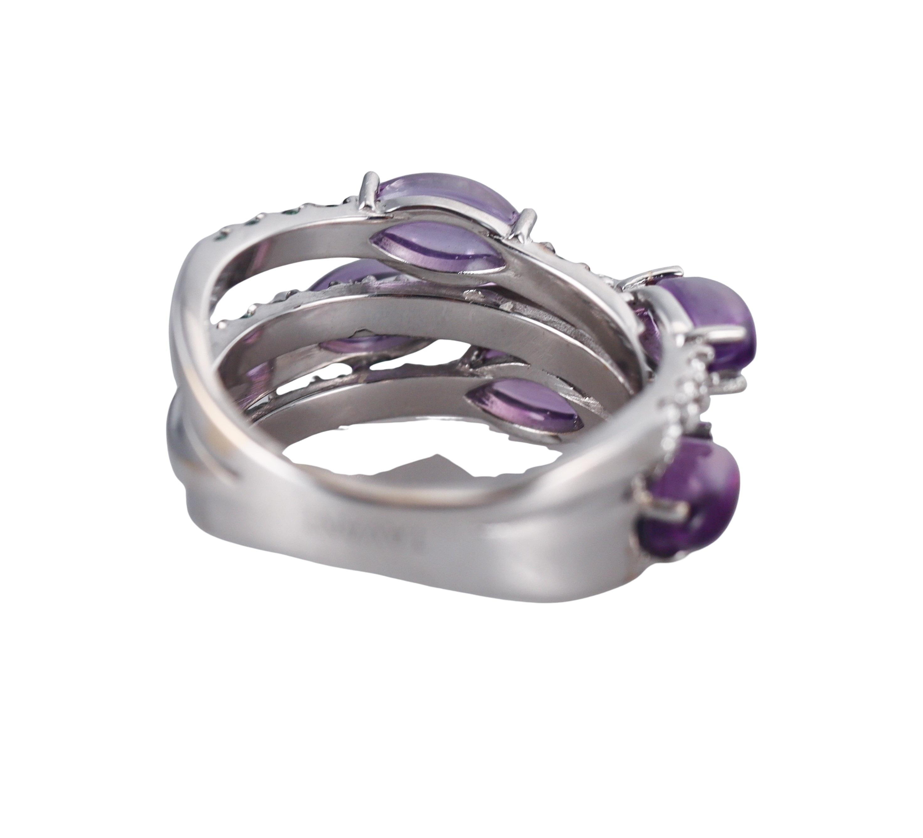 Tavanti 18k Gold Diamond Green Topaz Amethyst Ring