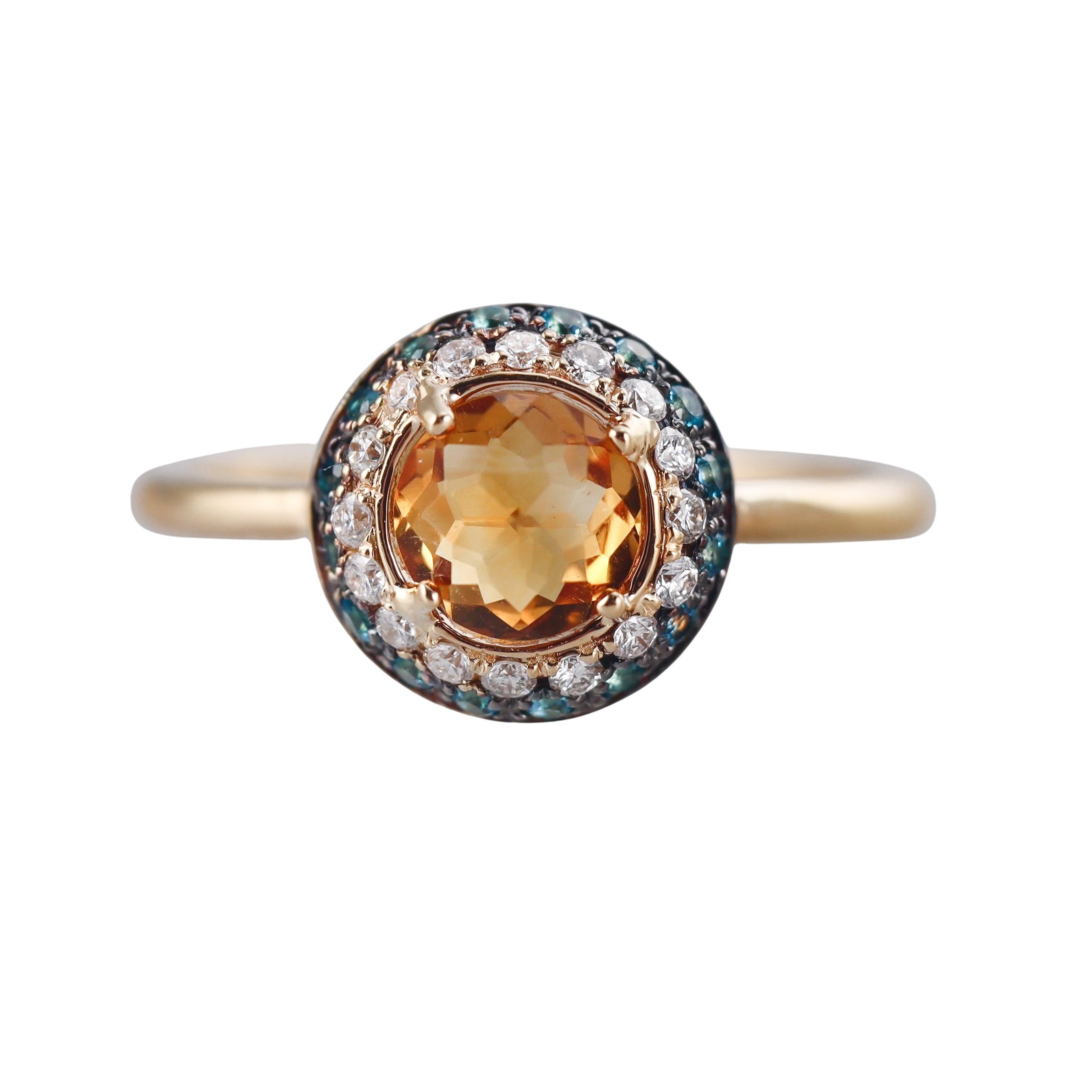 Tavanti 18k Gold Diamond Paraiba Topaz Citrine Ring