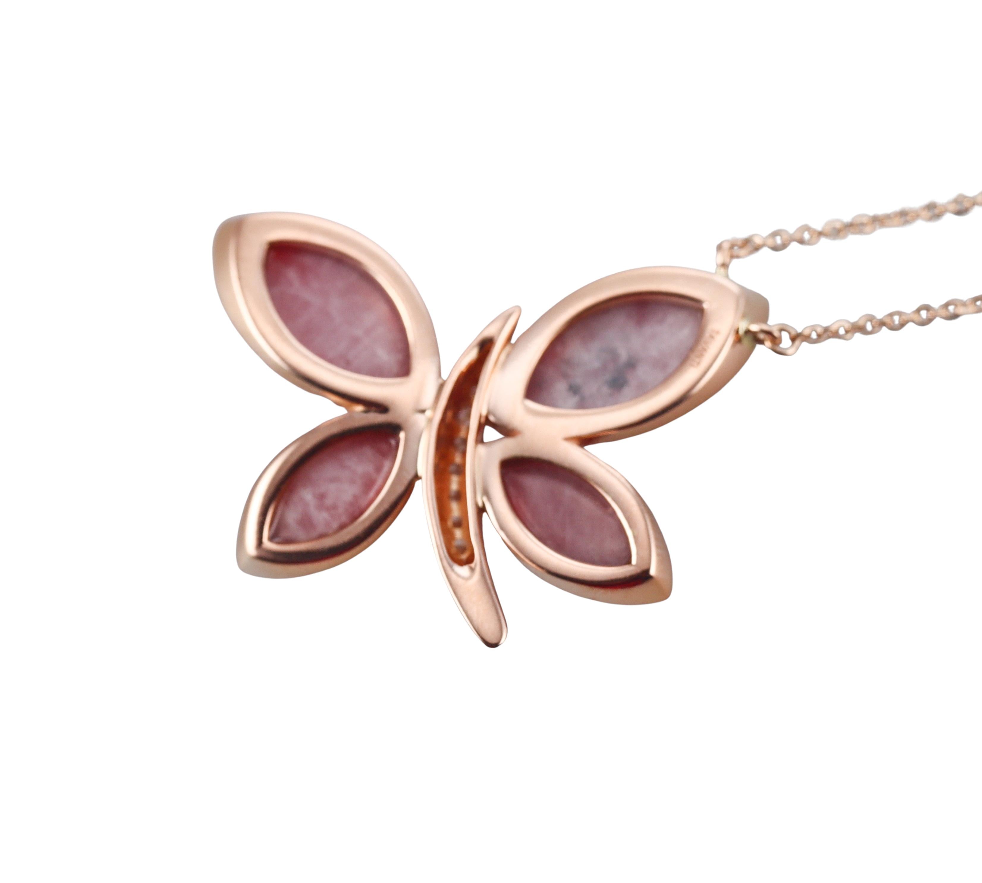 Tavanti 18k Gold Diamond Red Aventurine Butterfly Necklace
