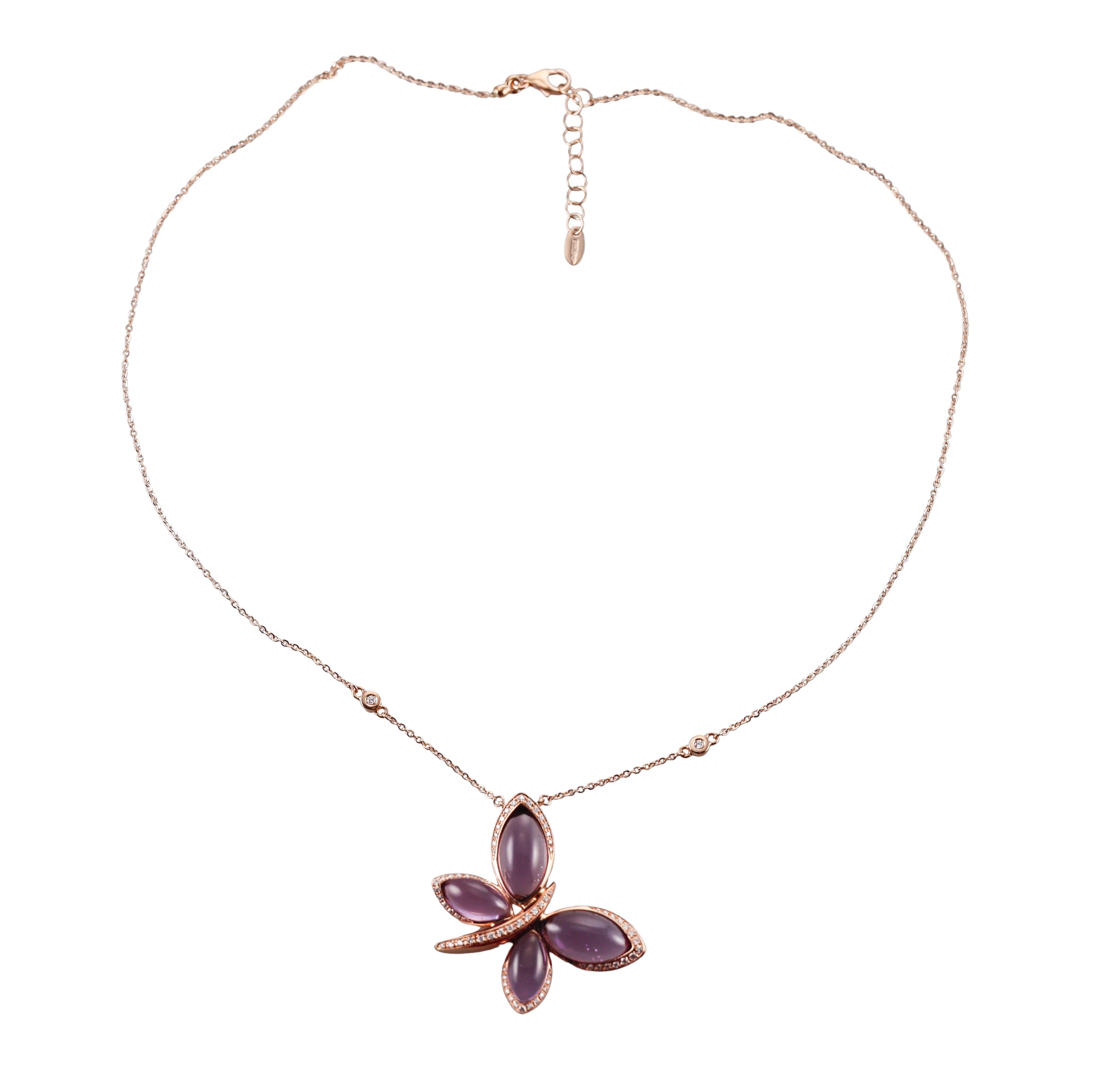 Tavanti 18k Gold Diamond Amethyst Butterfly Necklace