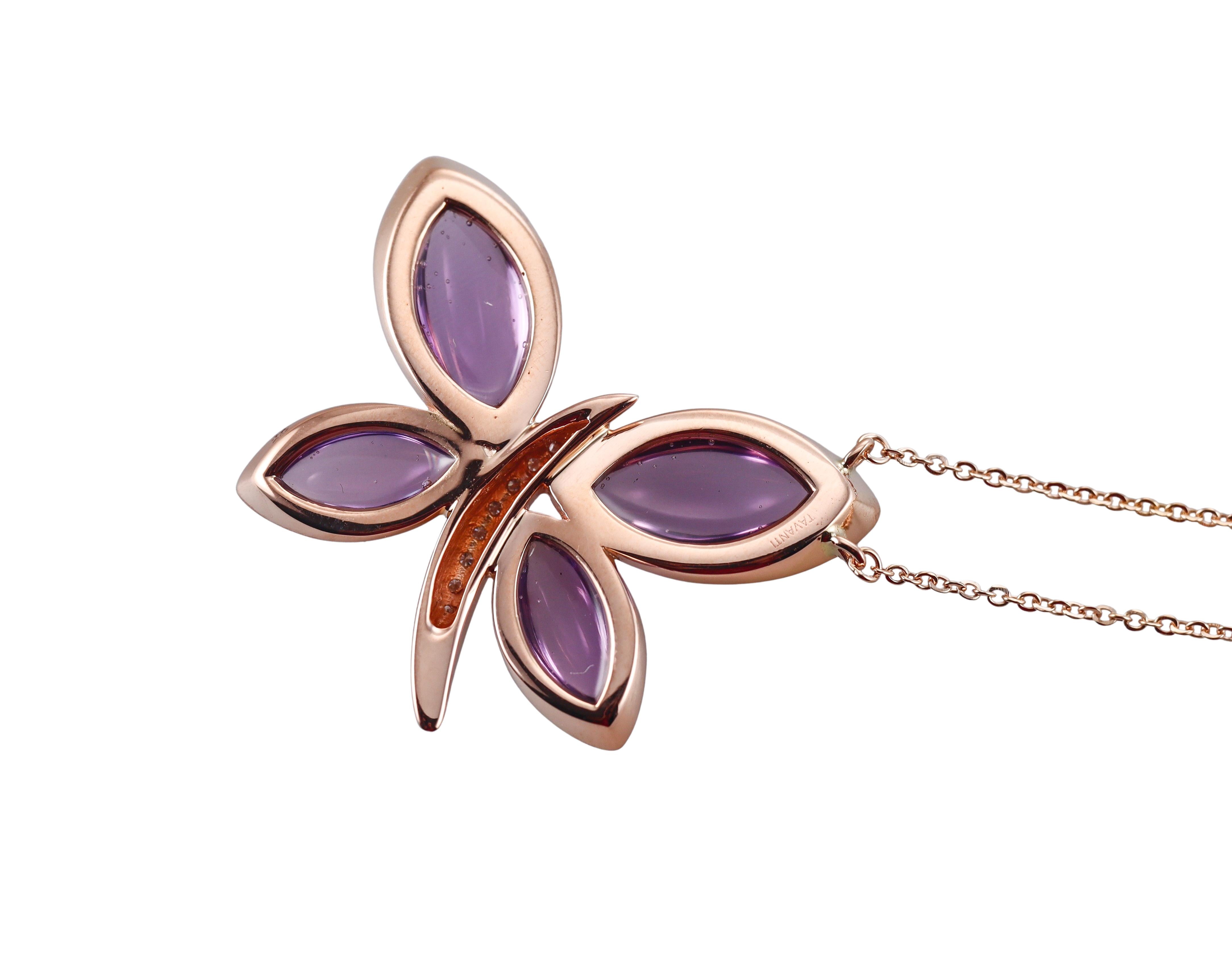 Tavanti 18k Gold Diamond Amethyst Butterfly Necklace